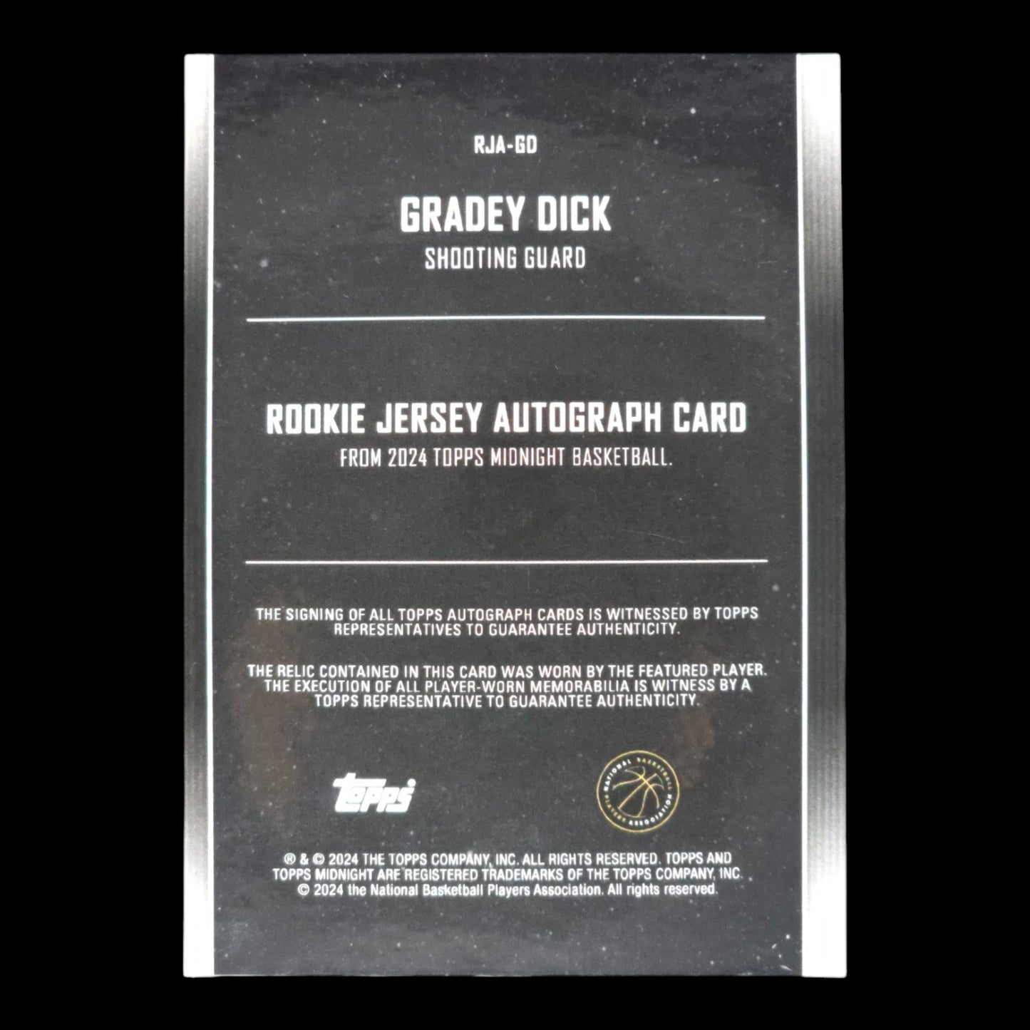 2024-25 GRADEY DICK Rookie Jersey Autograph 41/199 Topps Midnight RJA-GD
