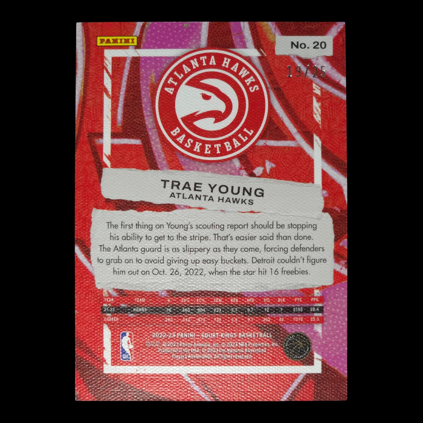2022-23 TRAE YOUNG Sapphire 19/25 Court Kings Hawks #20