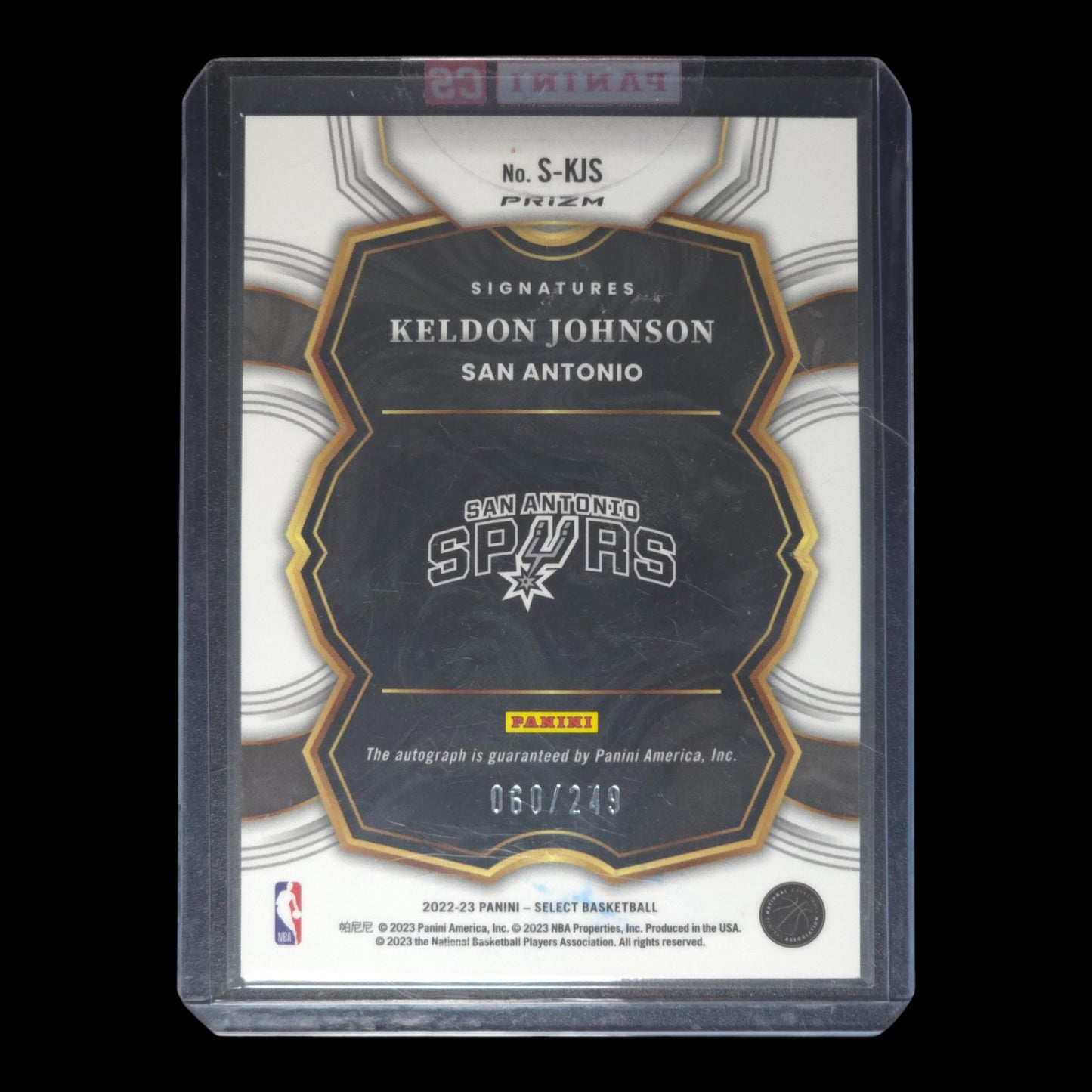 2022-23 KELDON JOHNSON Select Signatures 60/249 Panini Sealed Select Spurs S-KJS
