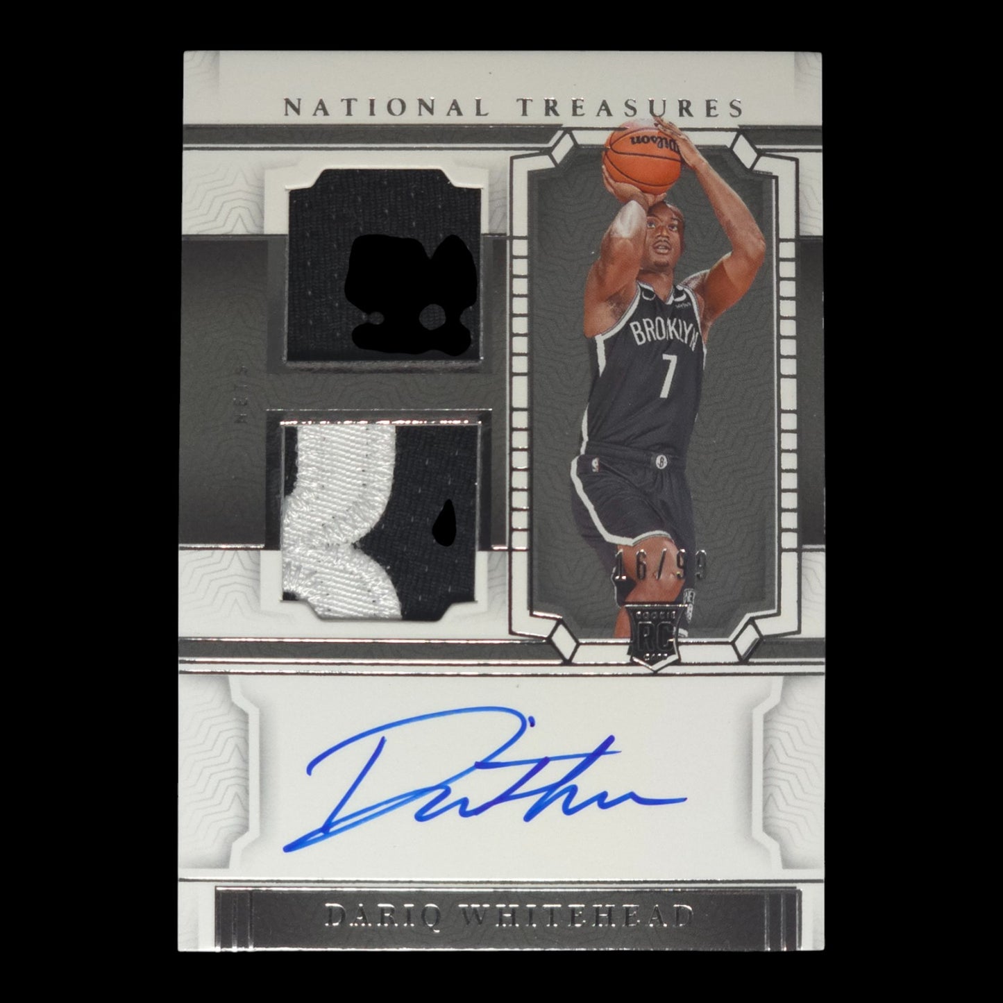 2023-24 DARIQ WHITEHEAD RPA 16/99 On Card Auto National Treasures Nets RMD-DWH