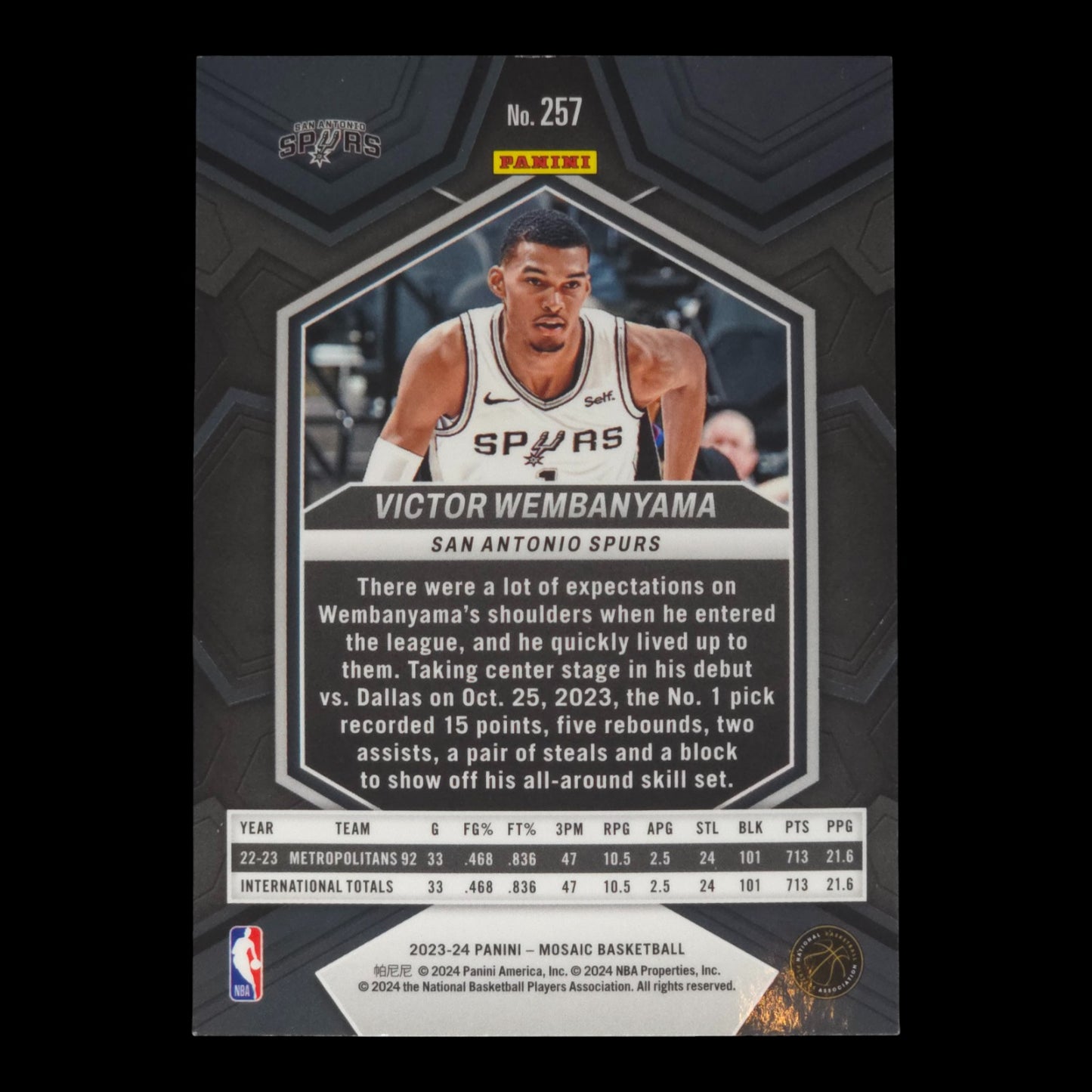 2023-24 VICTOR WEMBANYAMA Rookie Mosaic Spurs #257