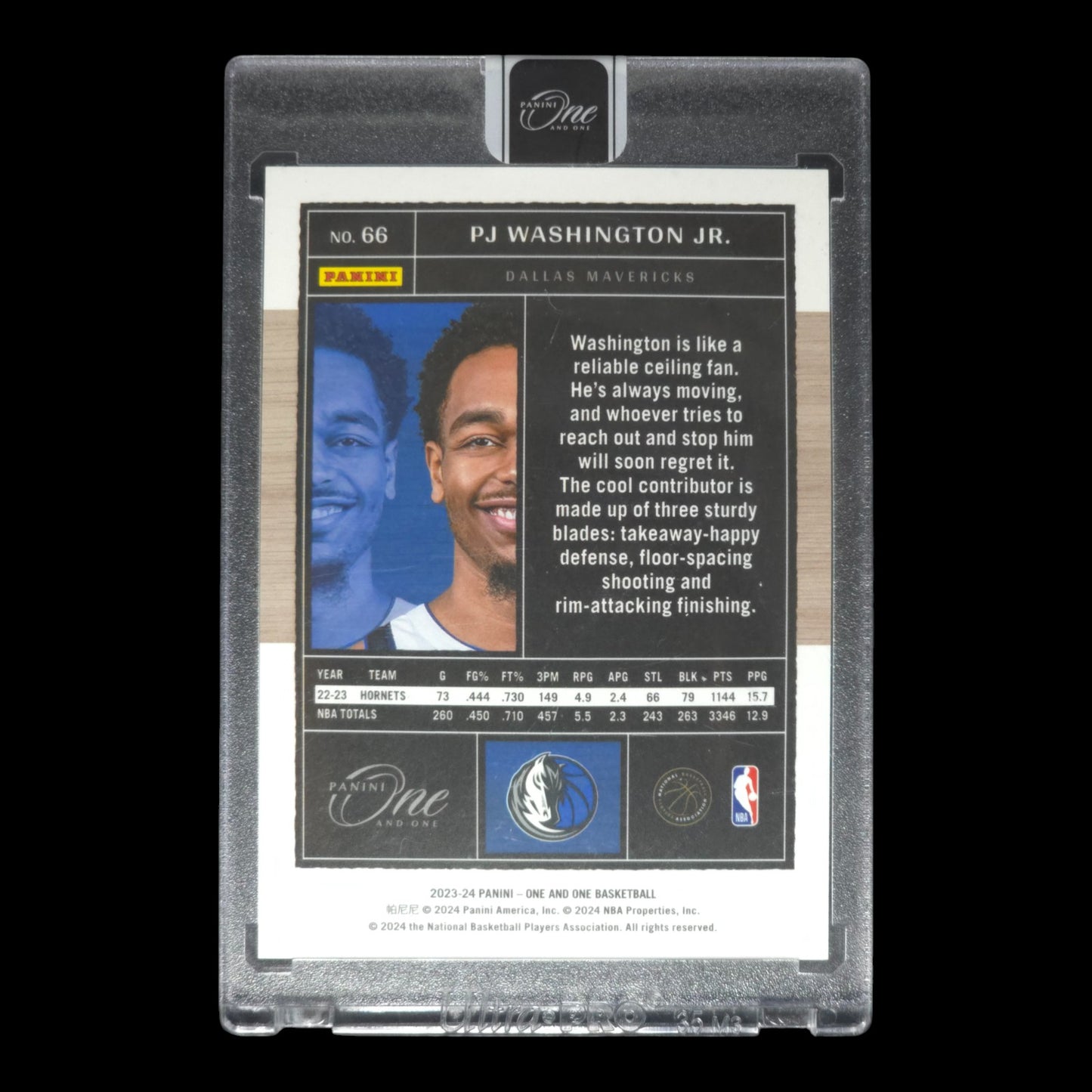 2023-24 PJ WASHINGTON JR. Purple 11/25 Panini One and One Encased Mavericks #66