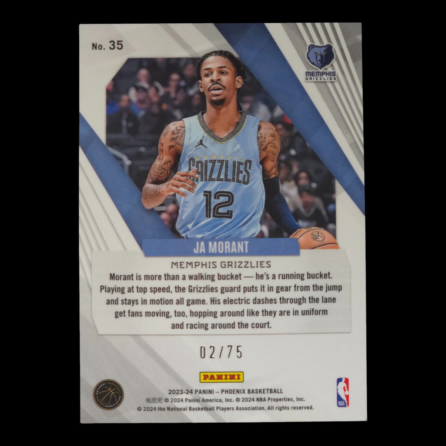 2023-24 JA MORANT Red 2/75 Phoenix International Grizzlies #35