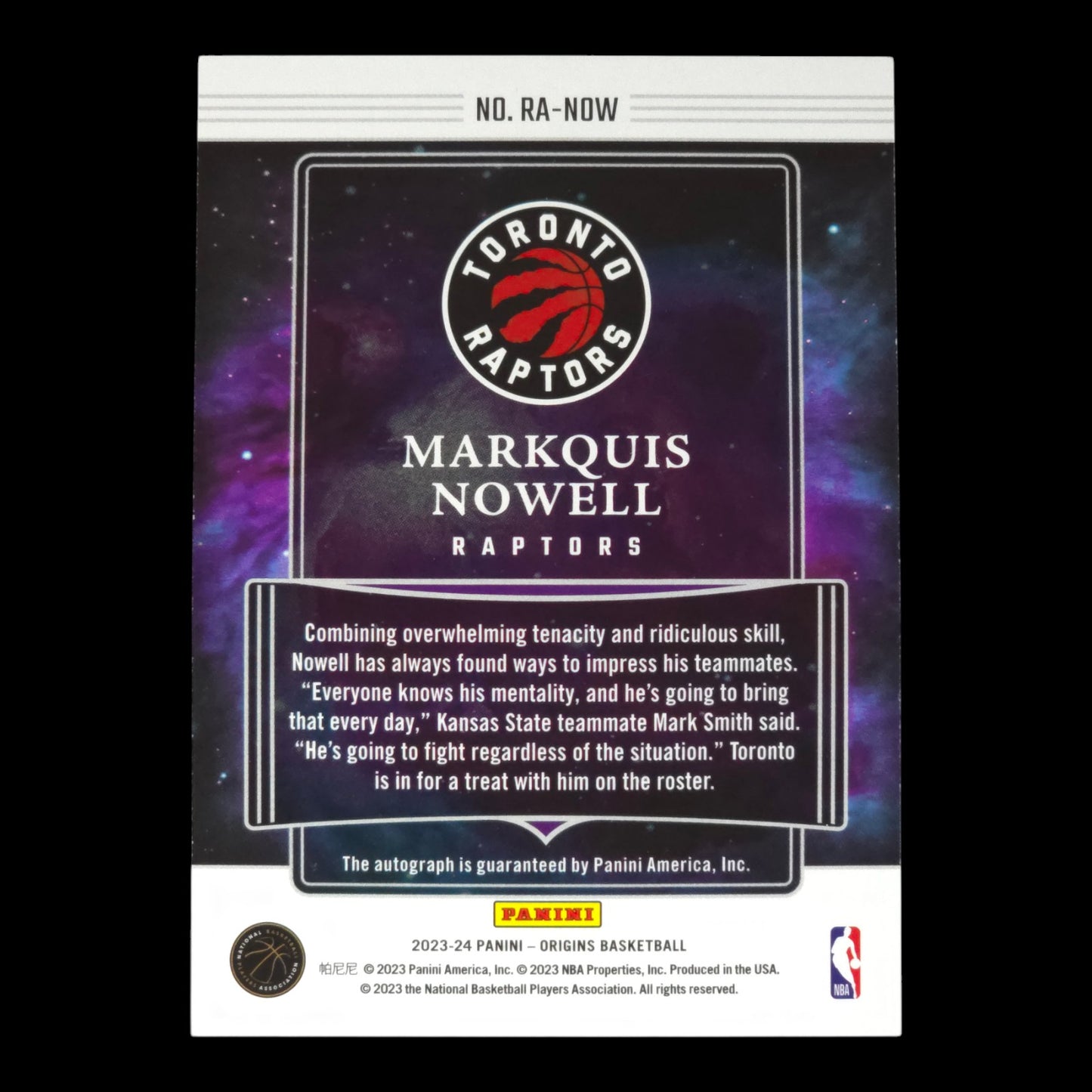 2023-24 MARKQUIS NOWELL Rookie Autographs Origins RA-NOW