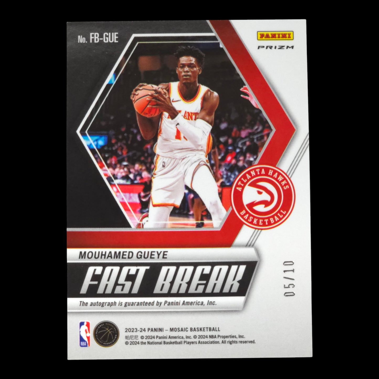 2023-24 MOUHAMED GUEYE Gold Fast Break Autographs 5/10 Mosaic Hawks FB-GUE