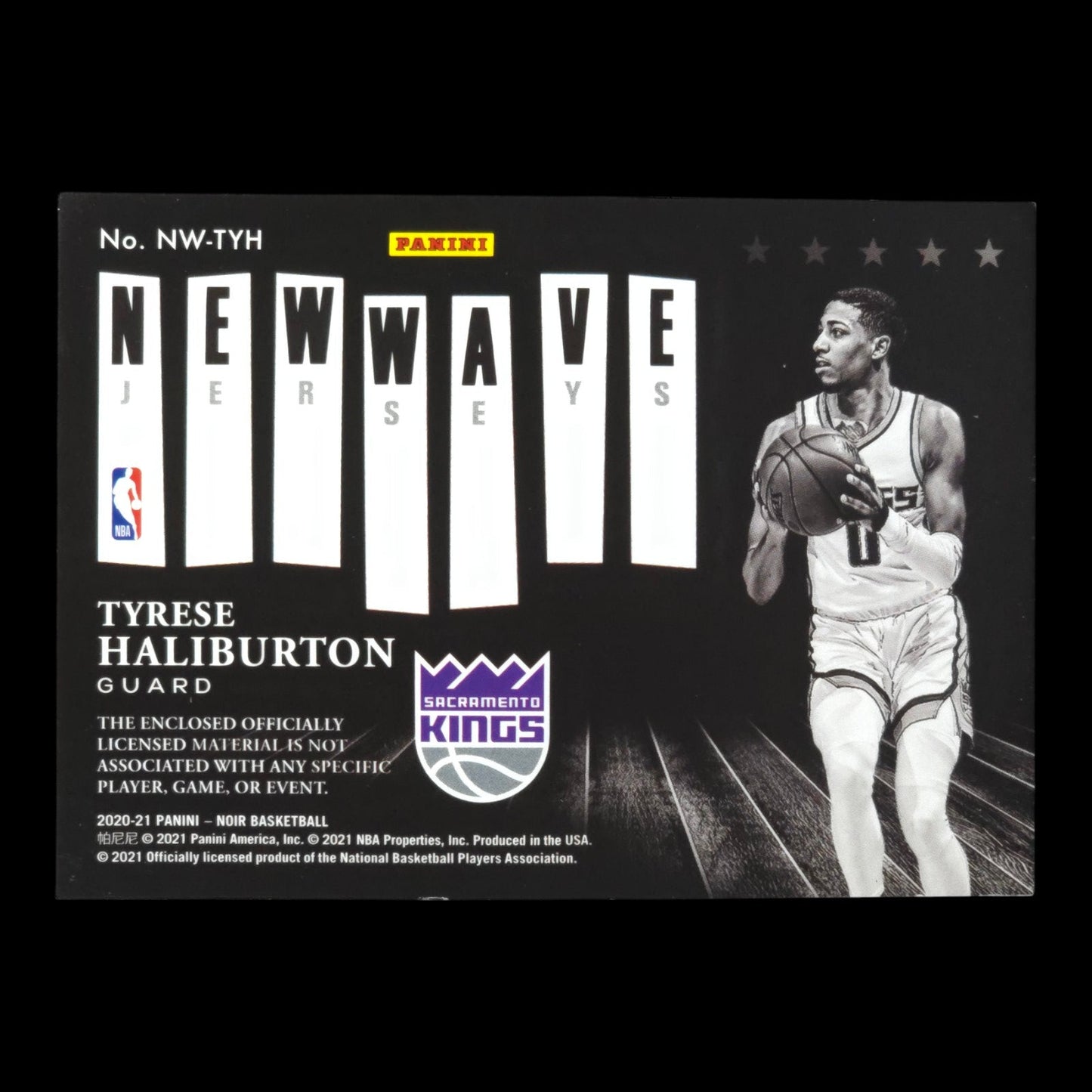 2020-21 TYRESE HALIBURTON Rookie New Wave Jerseys 3/99 Noir Kings NW-TYH