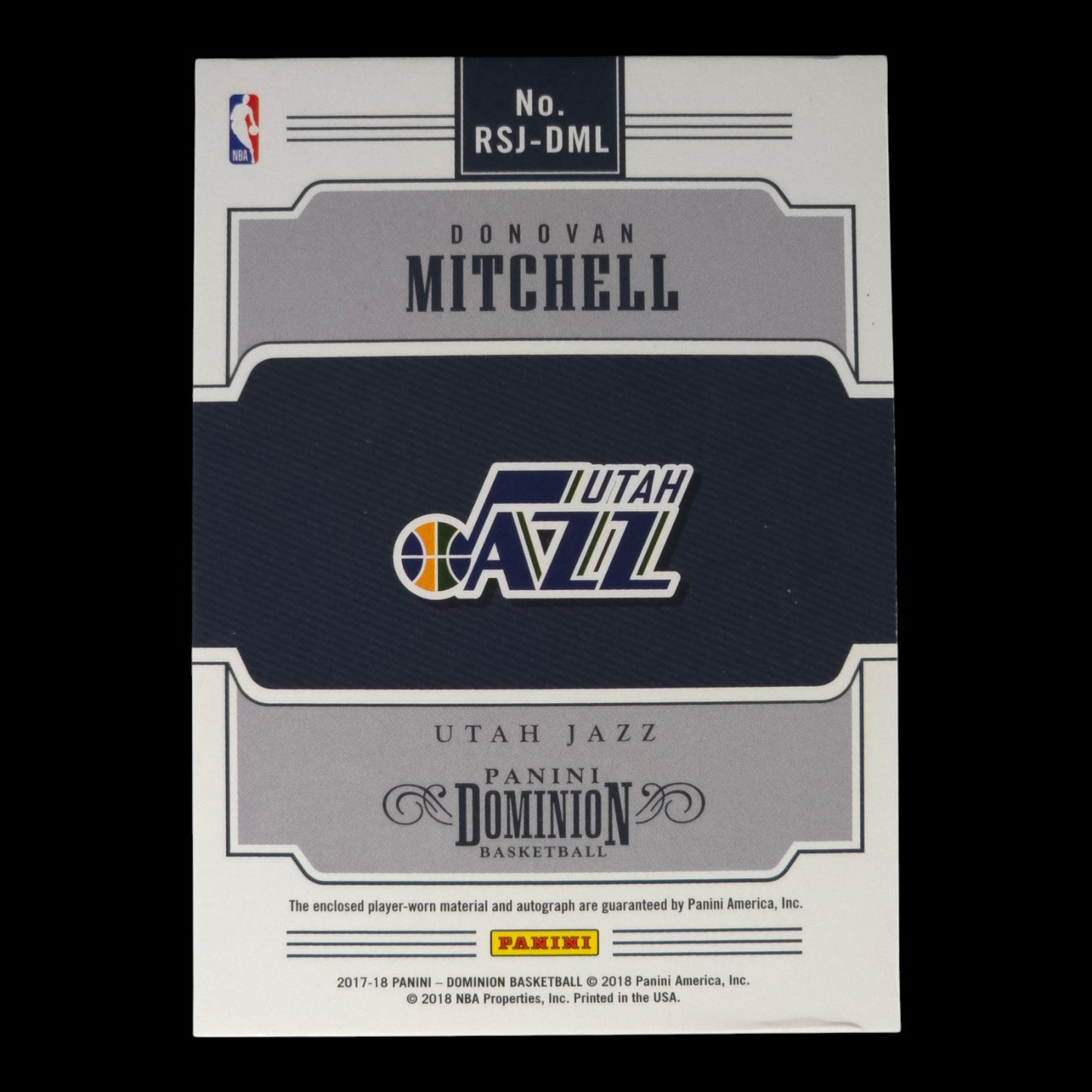 2017-18 DONOVAN MITCHELL RC Showcase Auto Game Worn Material Domination RSJ-DML