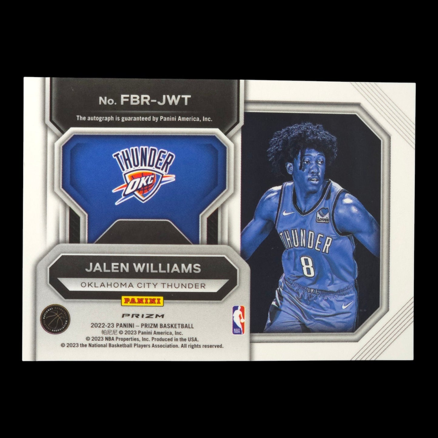 2022-23 JALEN WILLIAMS Fast Break Rookie Autograph Prizm OKC FBR-JWT
