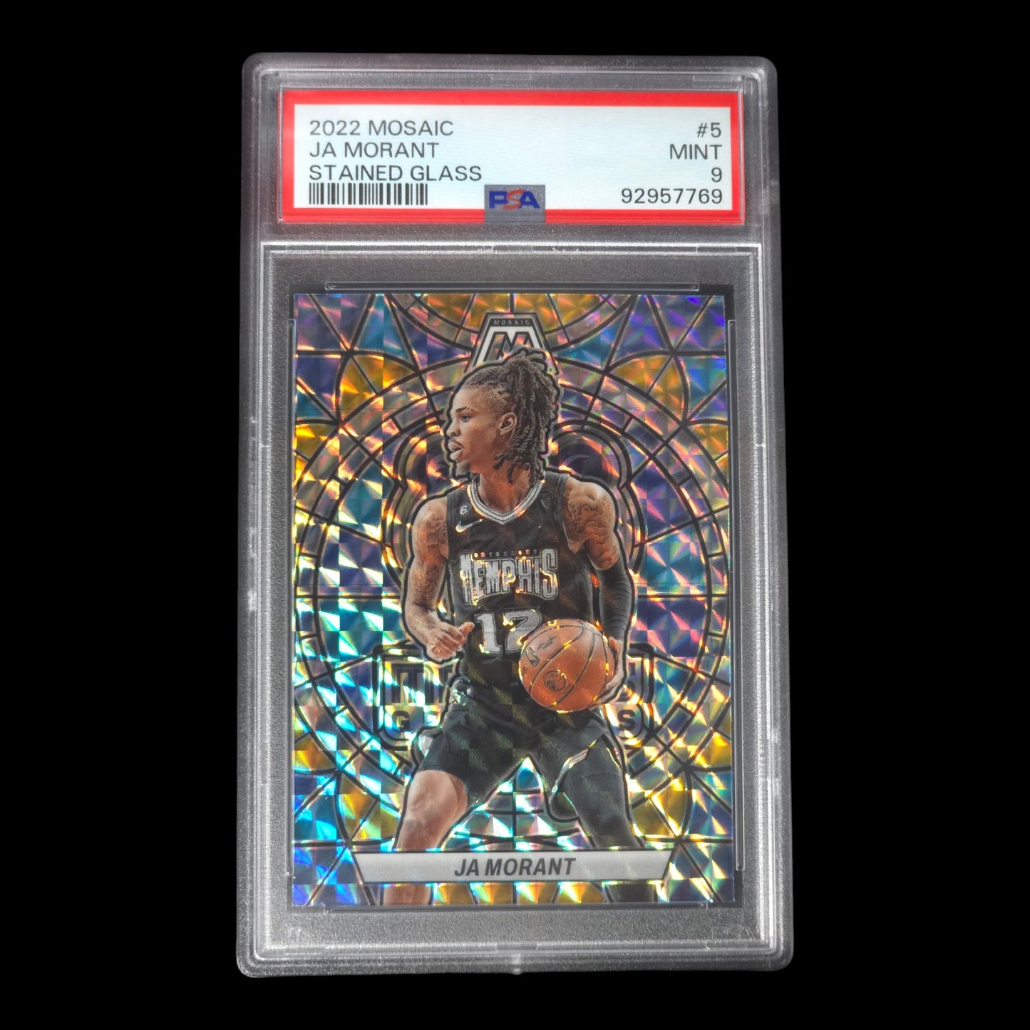 2022-23 JA MORANT Stained Glass Case Hit PSA 9 Mosaic Grizzlies #5