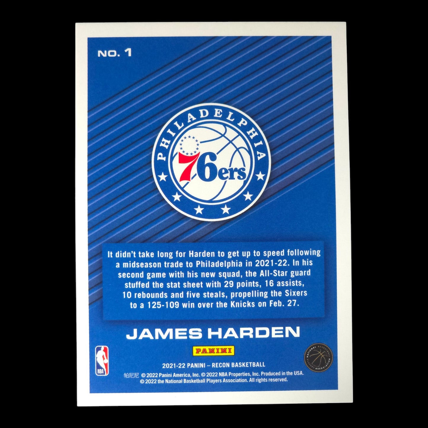 2021-22 JAMES HARDEN All Systems Go SP Recon 76ers #1