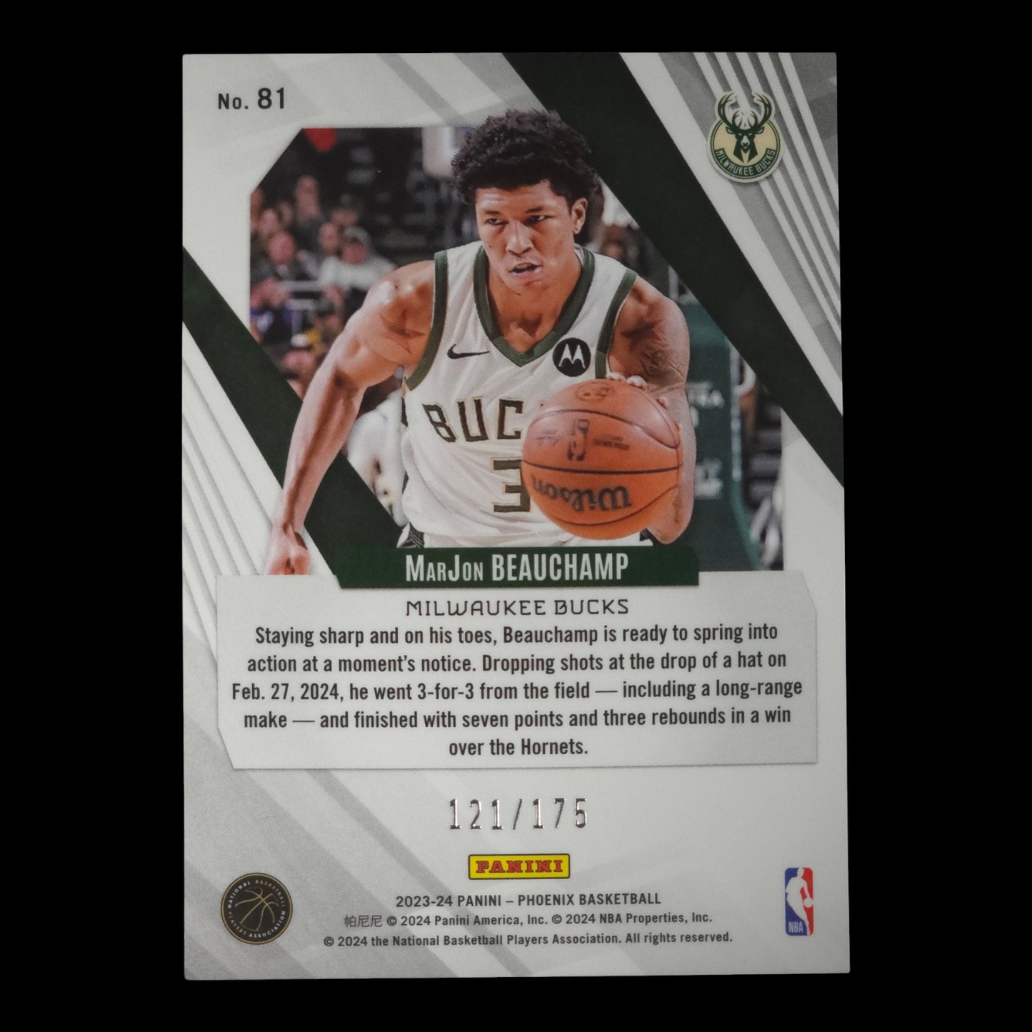 2023-24 MARJON BEAUCHAMP Pink 121/175 Phoenix Bucks #81