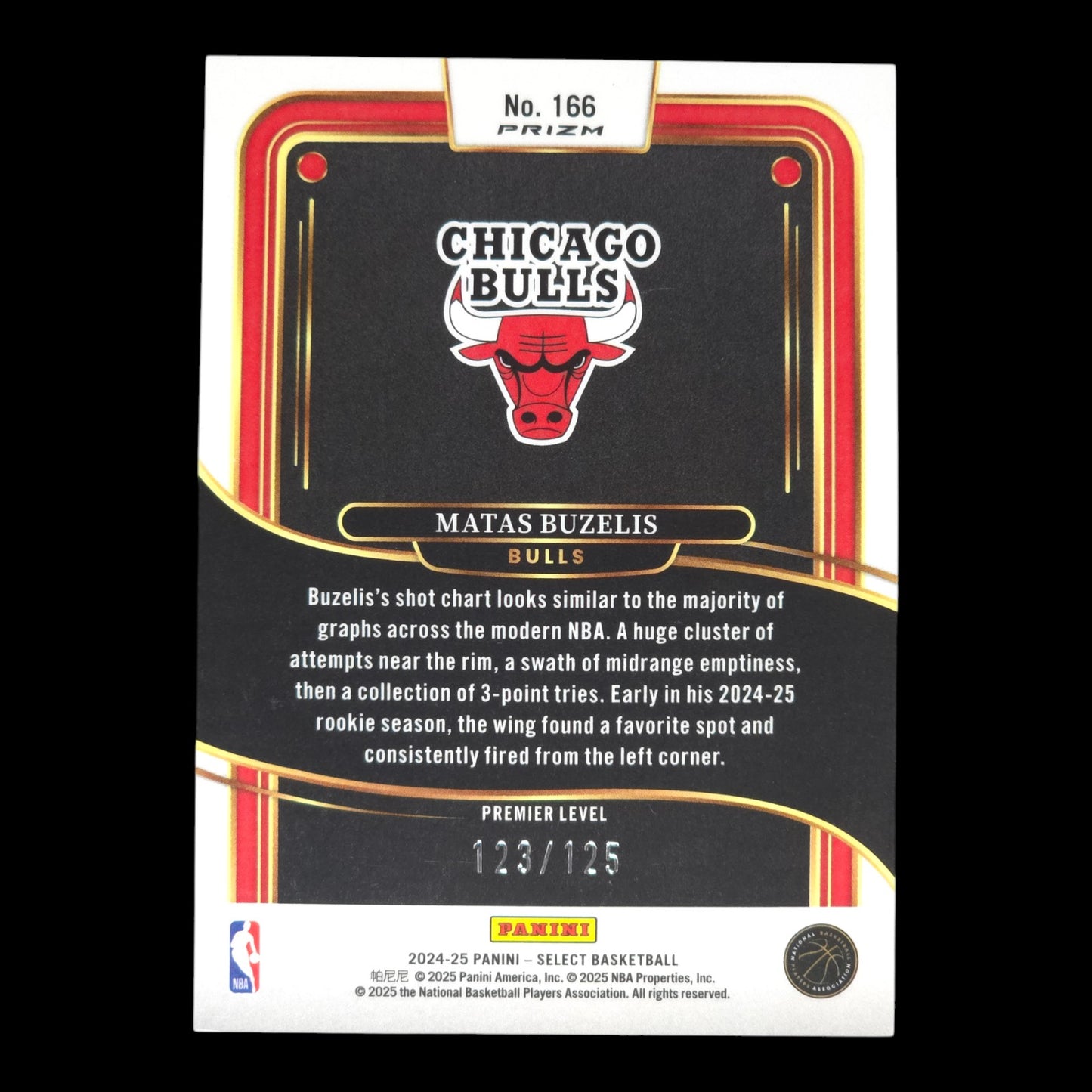 2024-25 MATAS BUZELIS Rookie Bronze Premier Level /125 Select Bulls #166