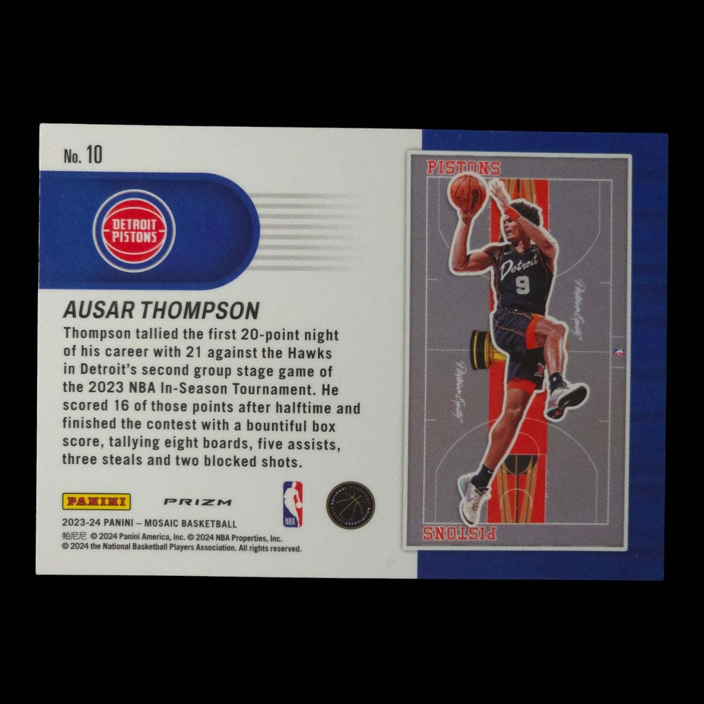 2023-24 AUSAR THOMPSON NBA In Season-Tournament Mosaic Pistons #10
