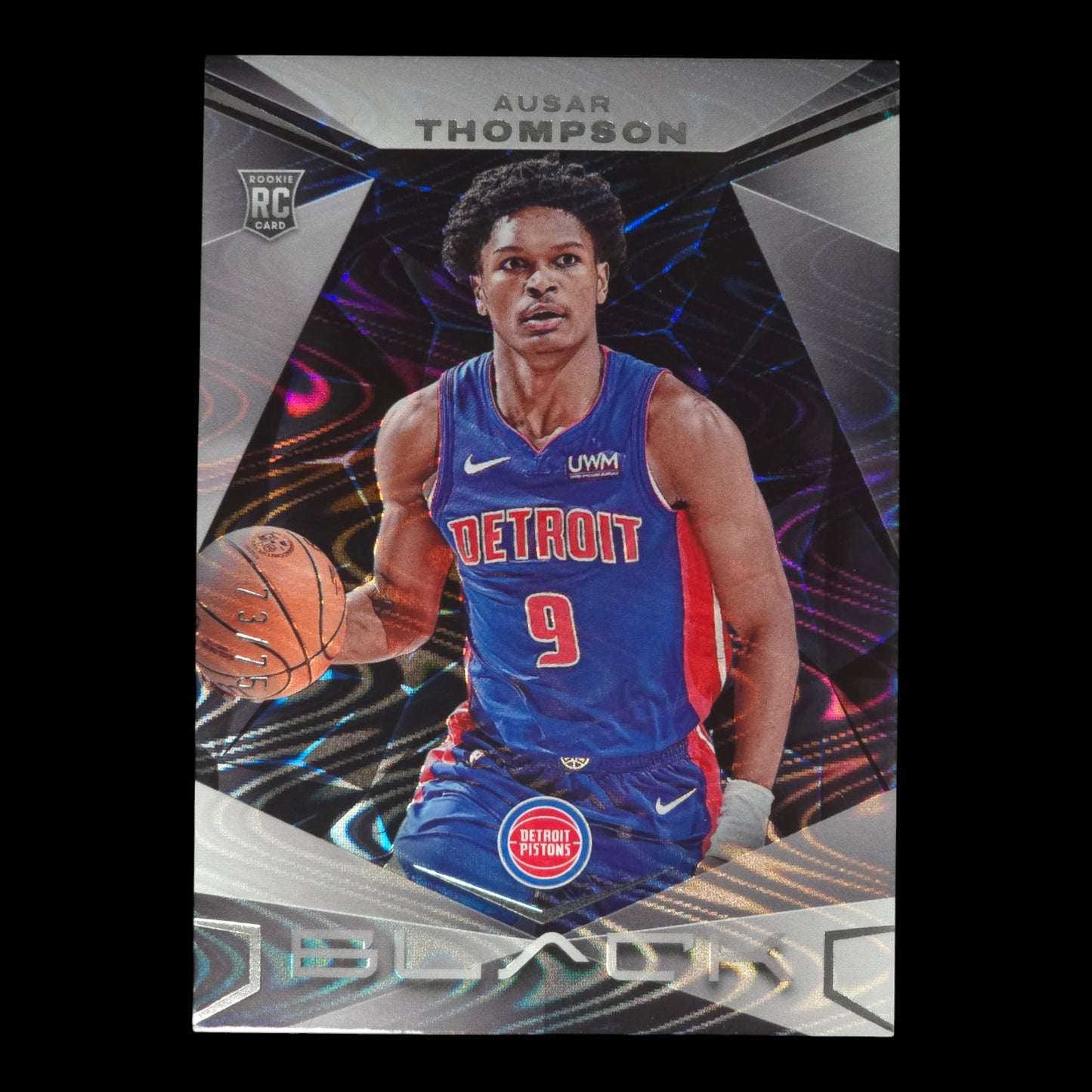 2023-24 AUSAR THOMPSON Swirl 73/75 Panini Black Pistons #84