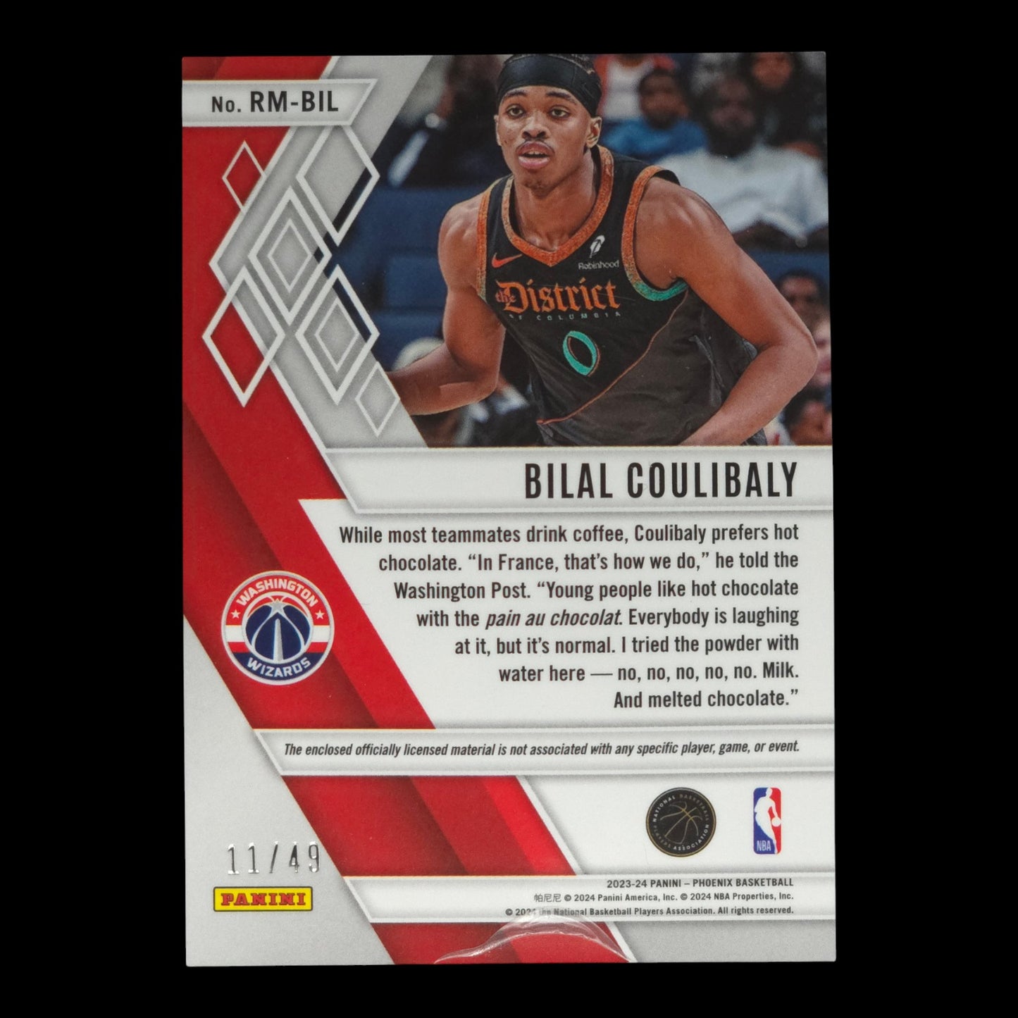 2023-24 BILAL COULIBALY Rookie Memorabilia Patch Yellow 11/49 Phoenix RM-BIL