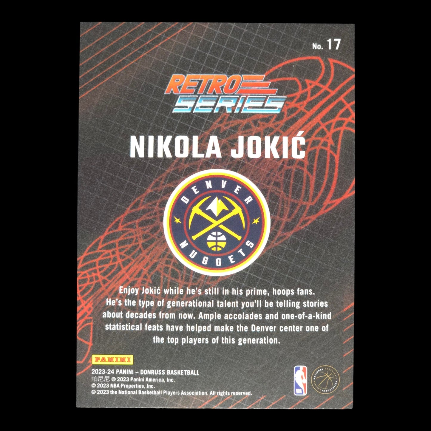 2023-24 NIKOLA JOKIC Retro Series Laser Holo 64/99 Donruss Nuggets #17