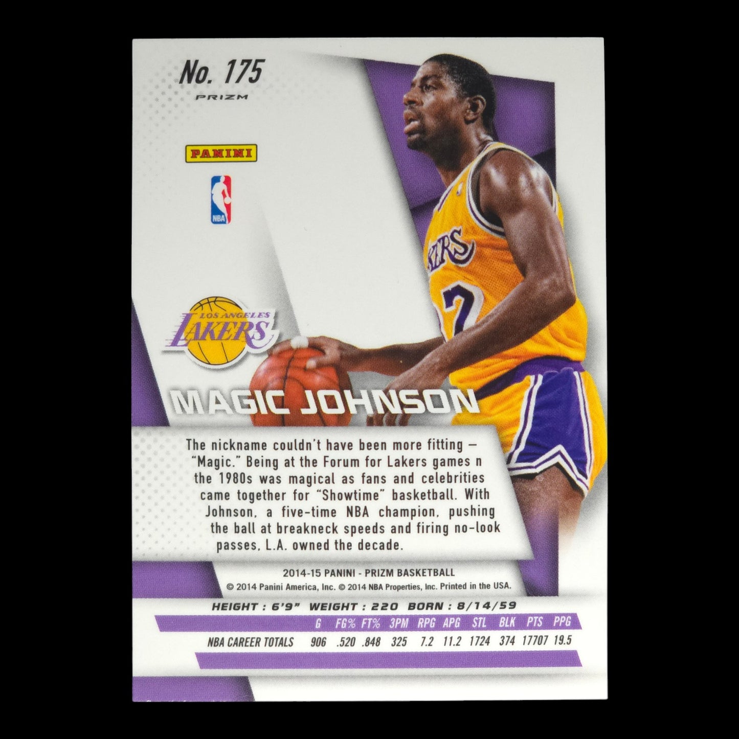 2014-15 MAGIC JOHNSON Yellow and Red Mosaic Prizm Lakers #175