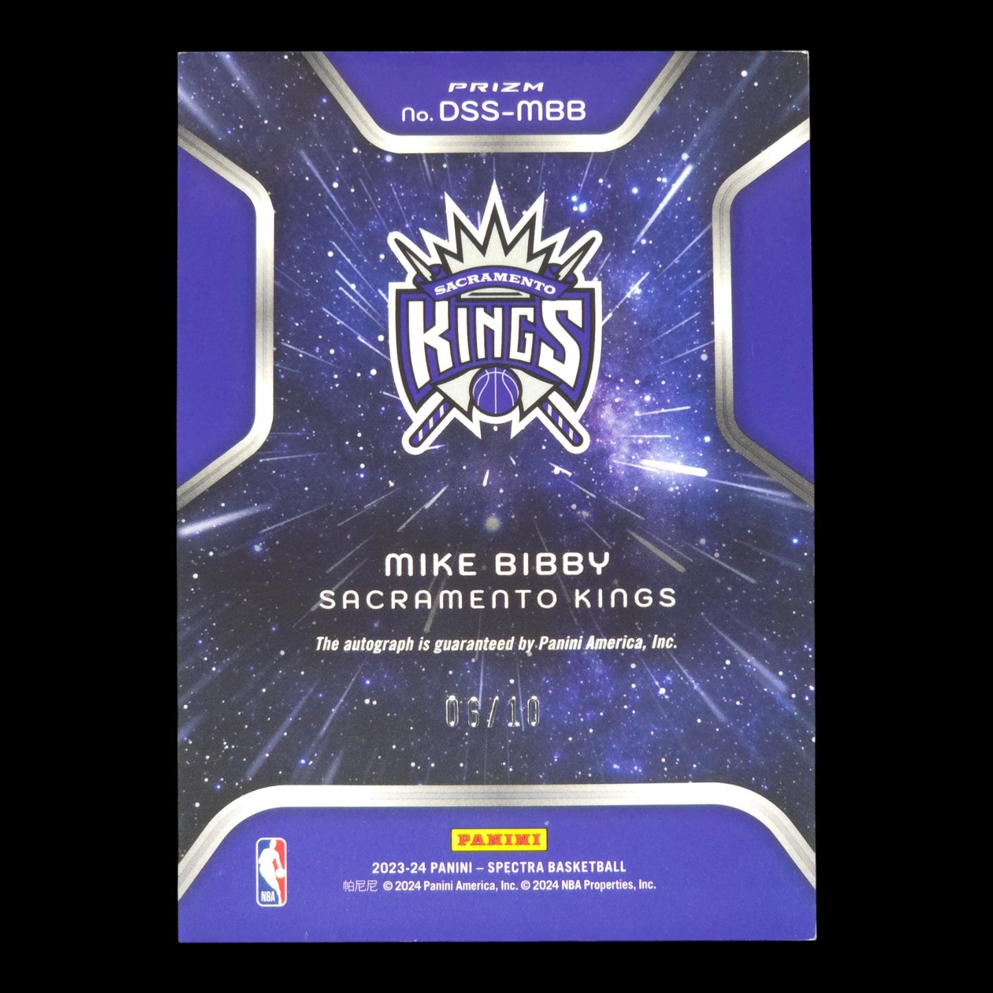 2023-24 MIKE BIBBY Deep Space Auto Gold 6/10 Spectra Kings DSS-MBB