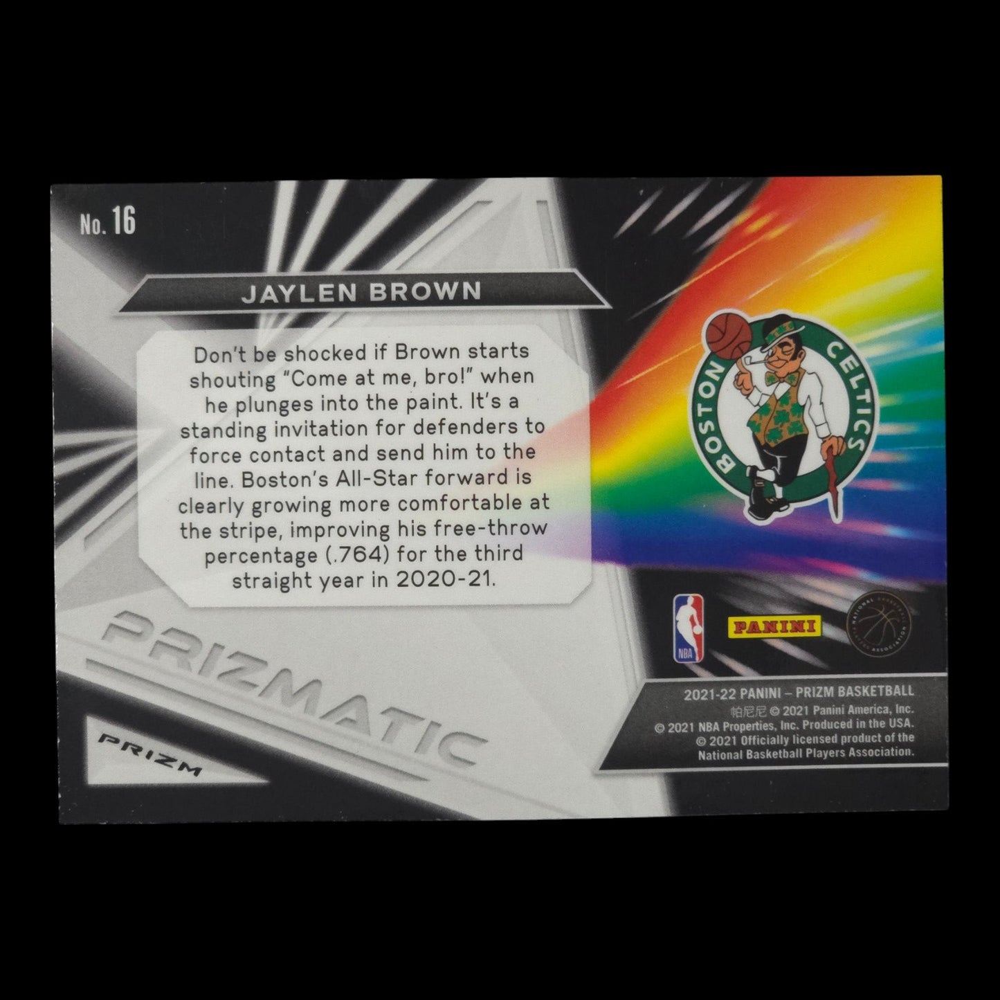 2021-22 JAYLEN BROWN Prizmatic Fast Break Prizm Celtics #16