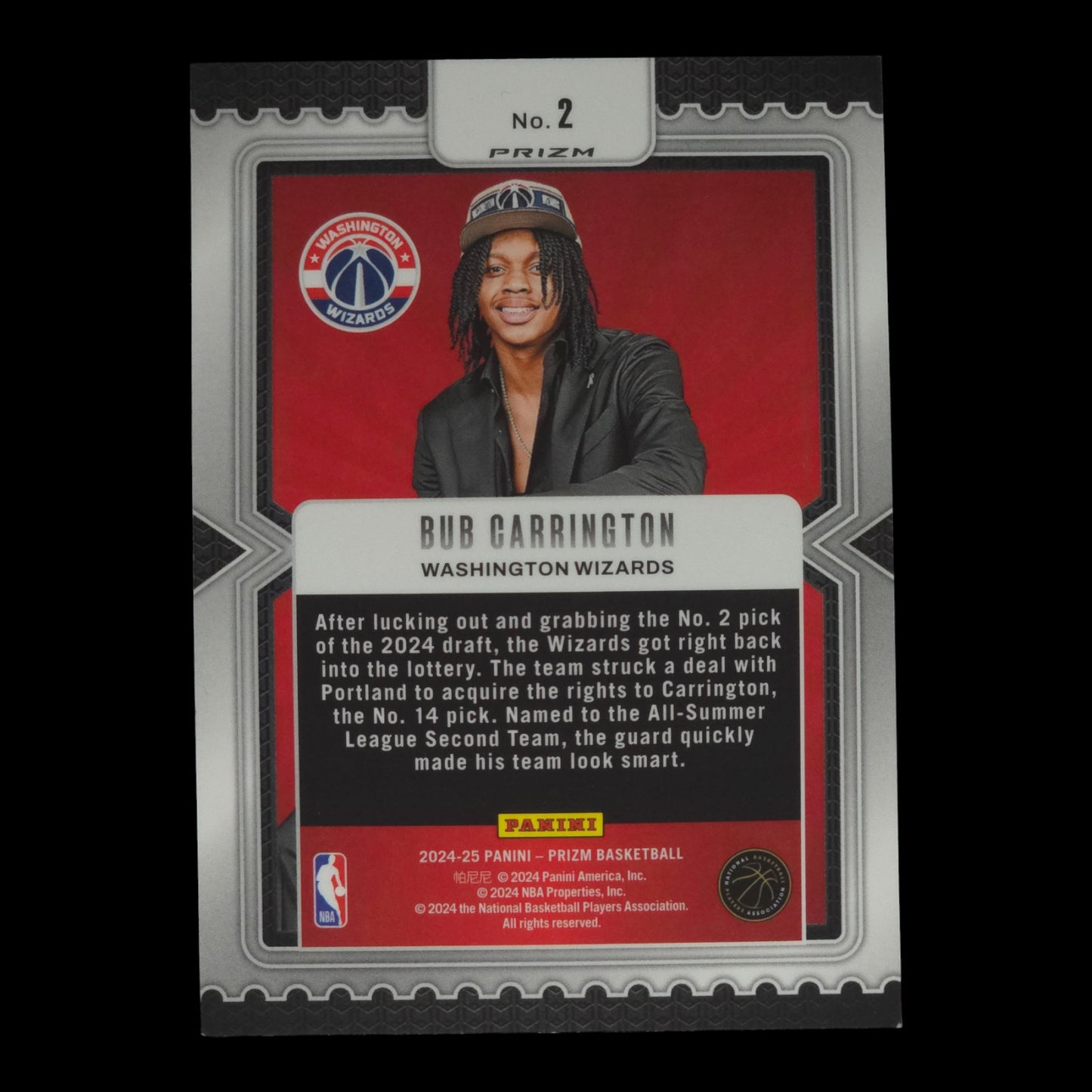 2024-25 BUB CARRINGTON Luck Of The Lottery Prizm Fast Break Wizards #2