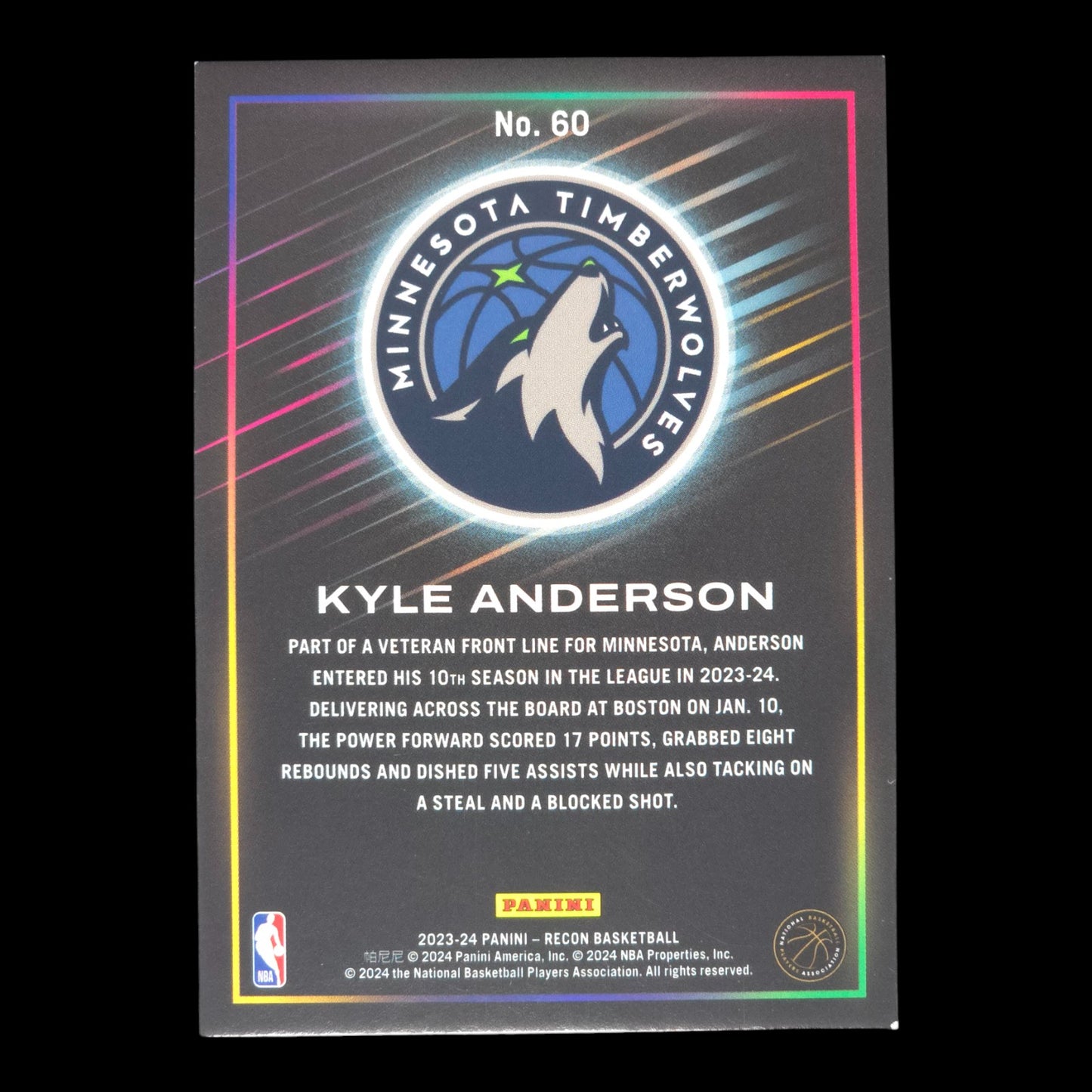 2023-24 KYLE ANDERSON Gold 1/10 Recon Timberwolves #60