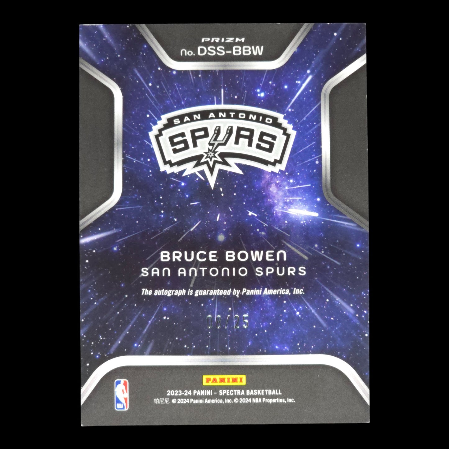 2023-24 BRUCE BOWEN Deep Space Auto 8/25 Spectra Spurs DSS-BBW