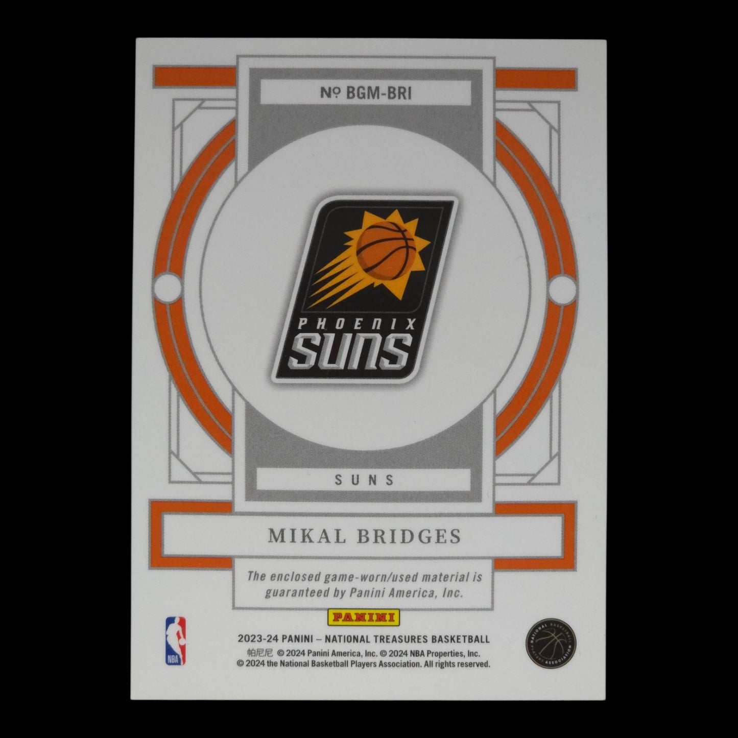 2023-24 MIKAL BRIDGES Biography Materials 50/99 National Treasures BGM-BRI