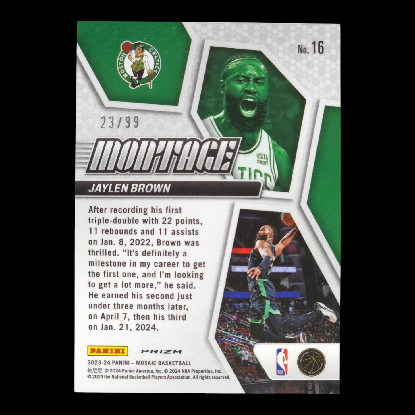 2023-24 JAYLEN BROWN Purple Montage 23/99 Mosaic #16