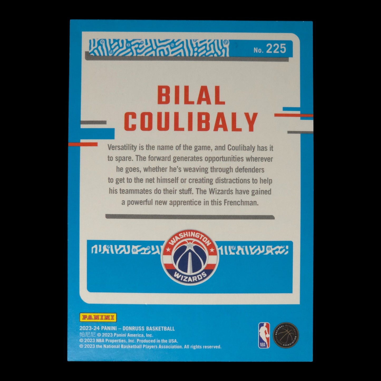 2023-24 BILAL COULIBALY Purple Rated Rookie 153/199 Donruss #225