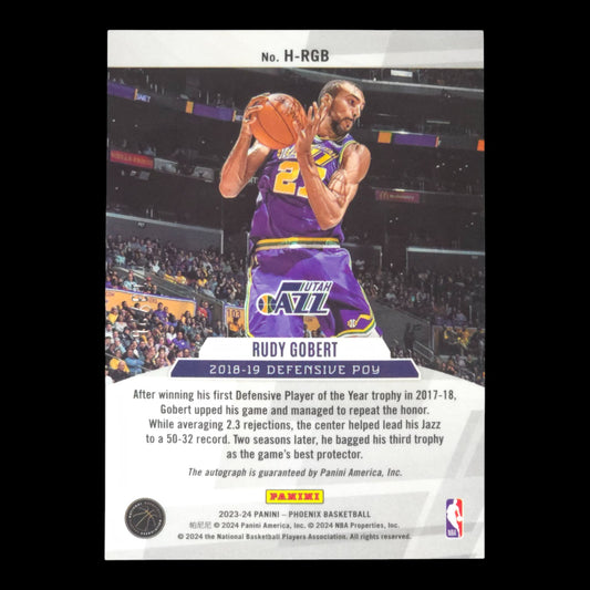 2023-24 RUDY GOBERT Honored Auto 13/25 Phoenix Jazz H-RGB