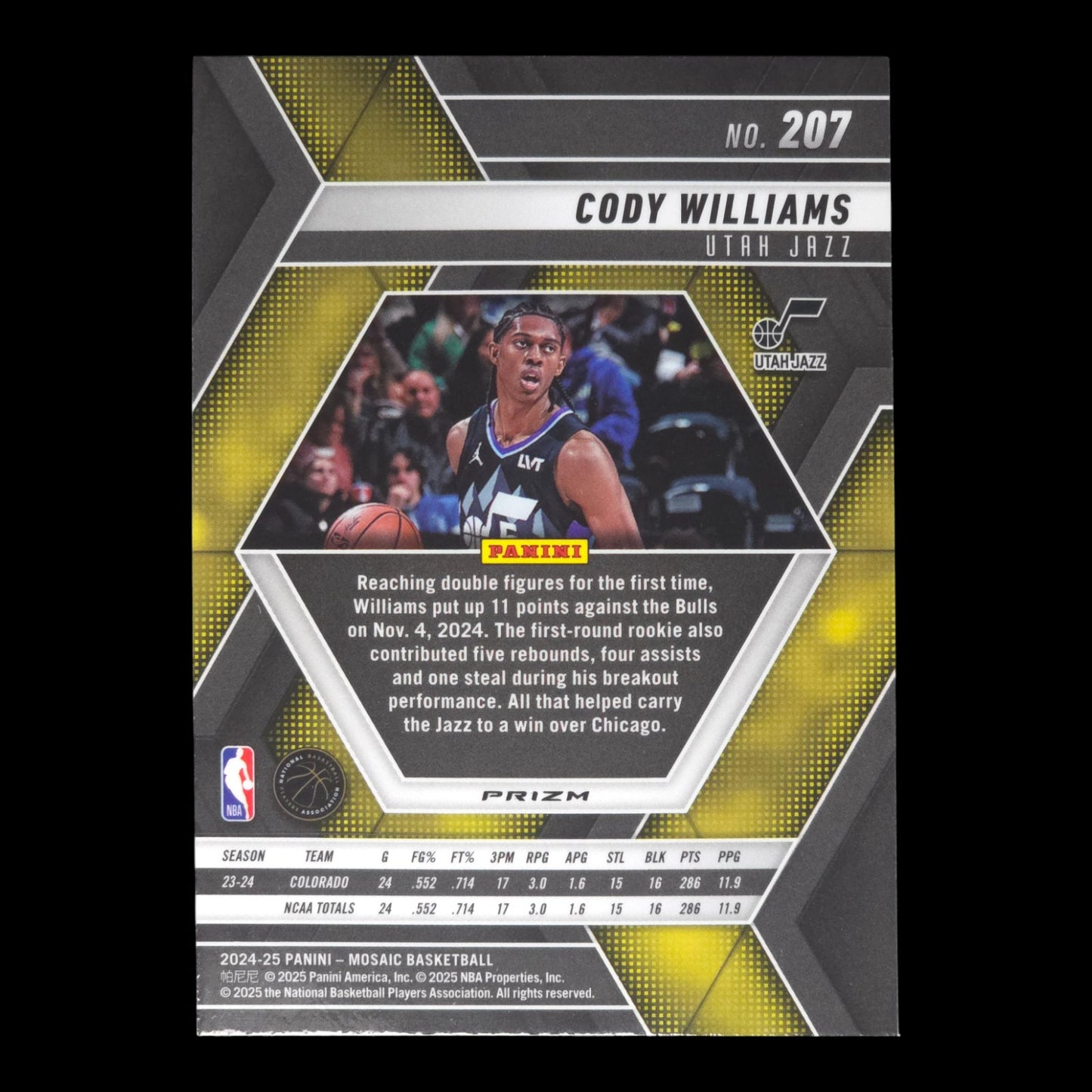 2024-25 CODY WILLIAMS Silver Mosaic Rookie Jazz #207