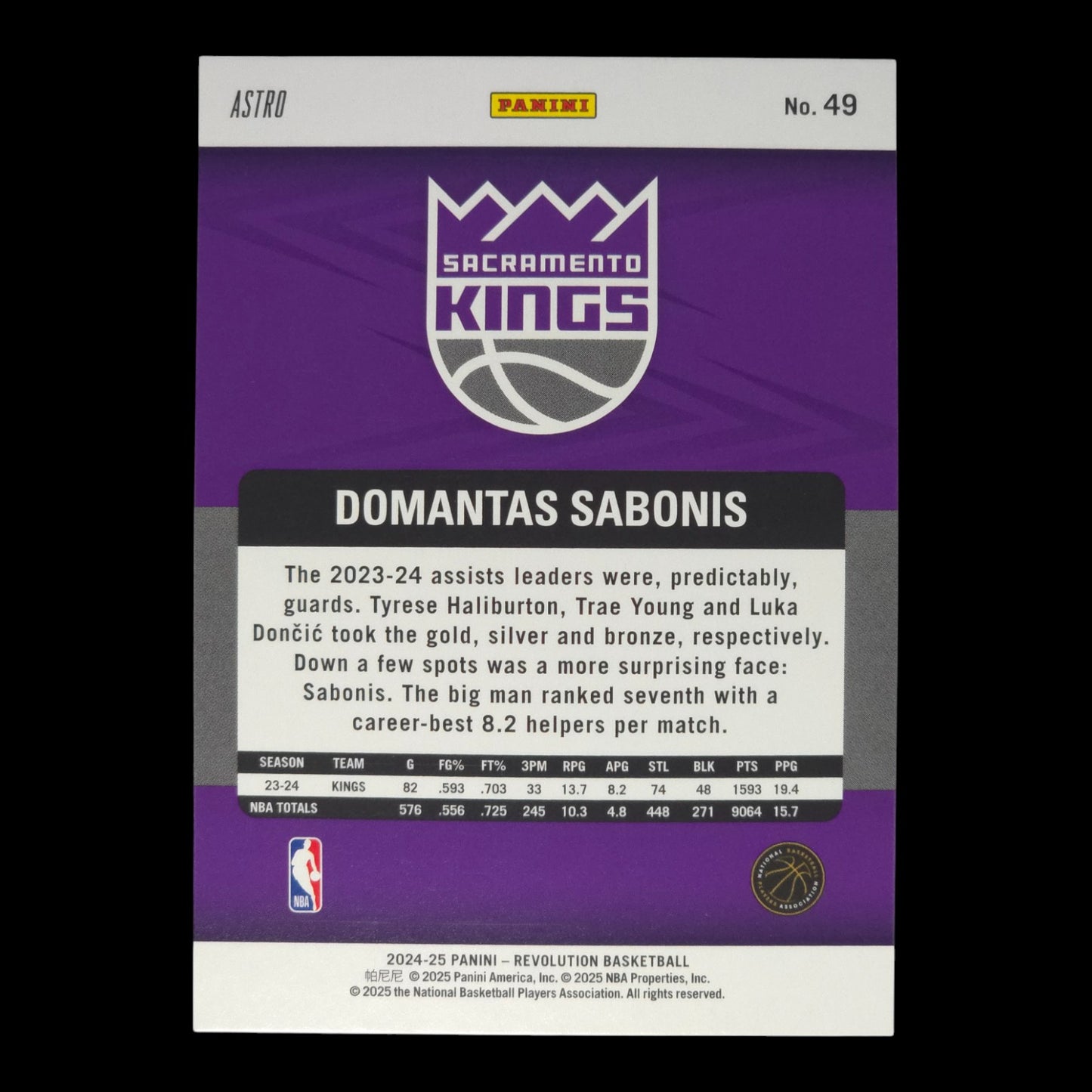 2024-25 DOMANTAS SABONIS Astro Revolution Kings #49