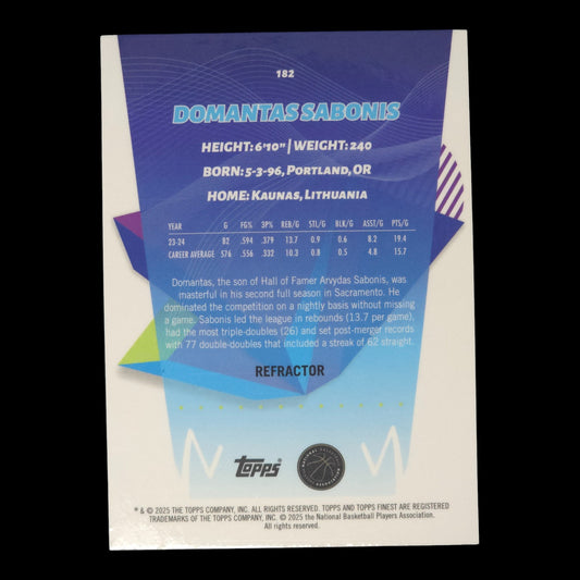 2024-25 DOMANTAS SABONIS Refractor Topps Finest #182