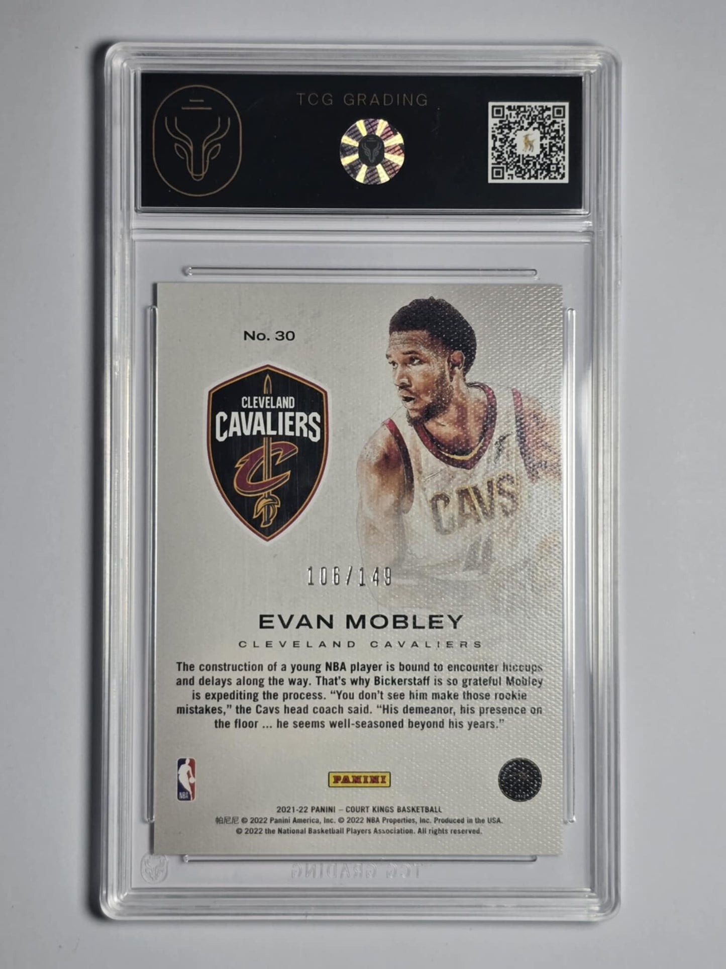 2021-22 EVAN MOBLEY Works In Progress Ruby 106/149 TCG 9.5 Court Kings