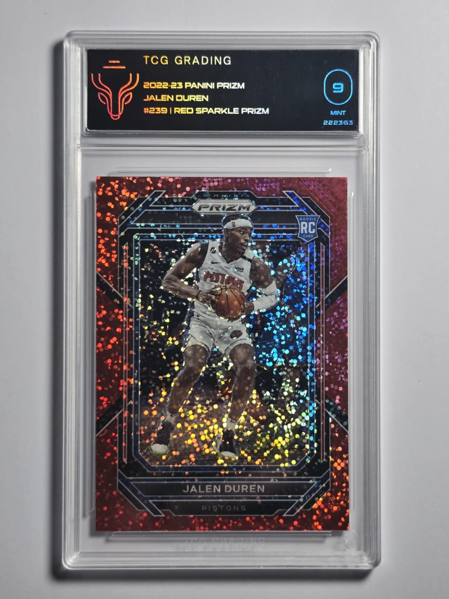 2022-23 JALEN DURAN Red Sparkle Rookie TCG 9 Prizm Pistons
