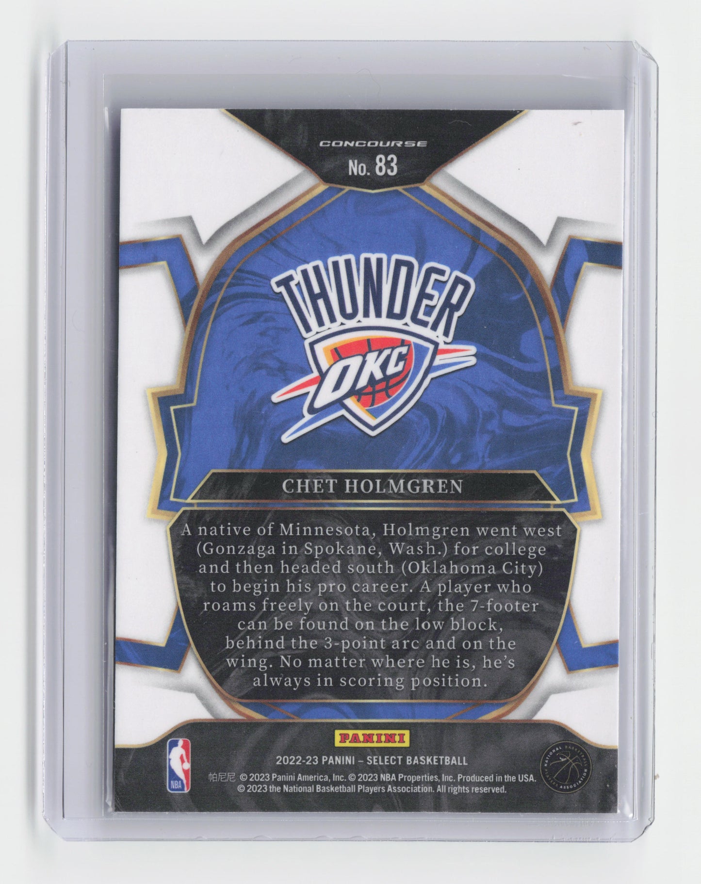 2022-23 - CHET HOLMGREN - Rookie Base - Select - OKC #83
