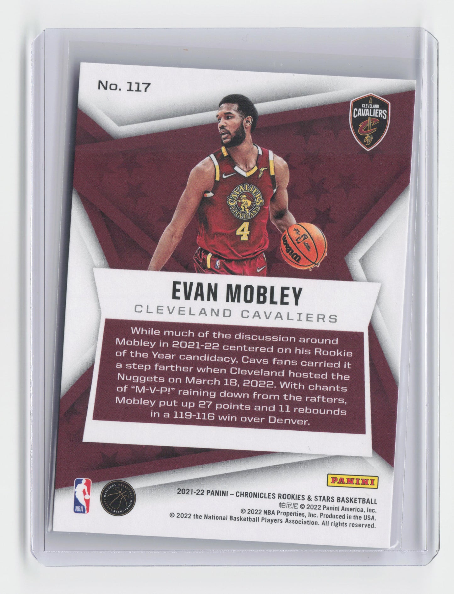 2021-22 EVAN MOBLEY - Rookies and Stars Base - Chronicles - Cavaliers #117