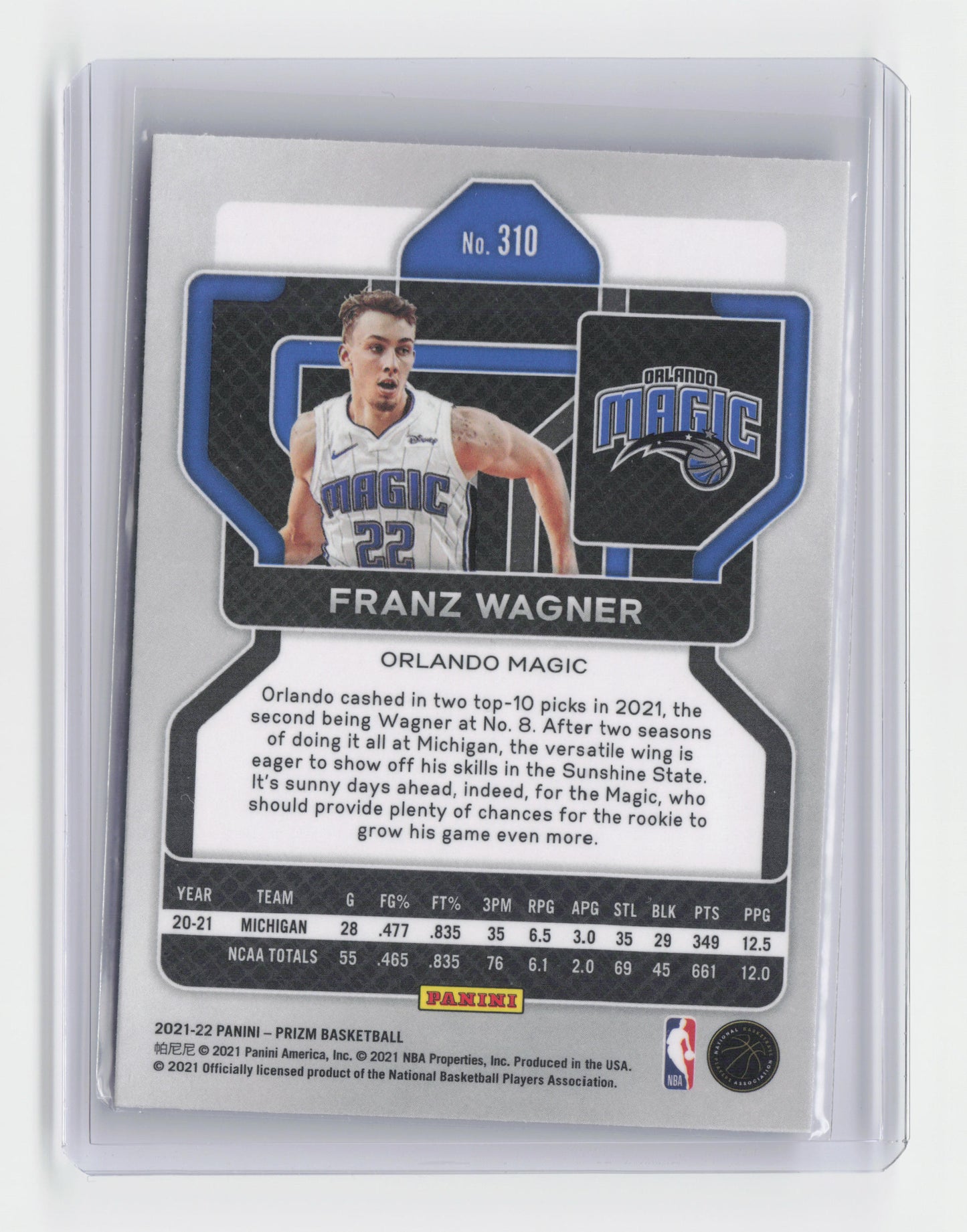 2021-22 FRANZ WAGNER - Rookie Base - Prizm - Magic #310