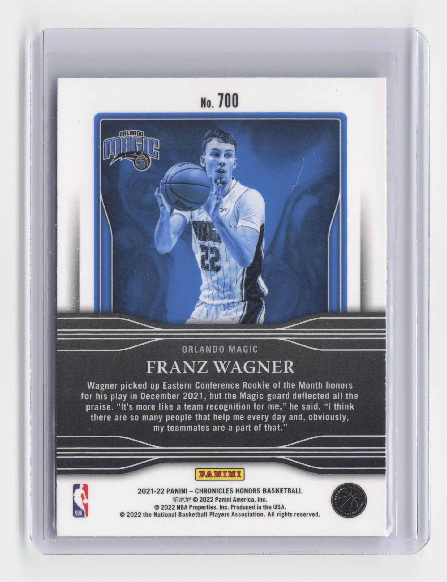 2021-22 FRANZ WAGNER - Honors Base insert - Chronicles - Magic #700