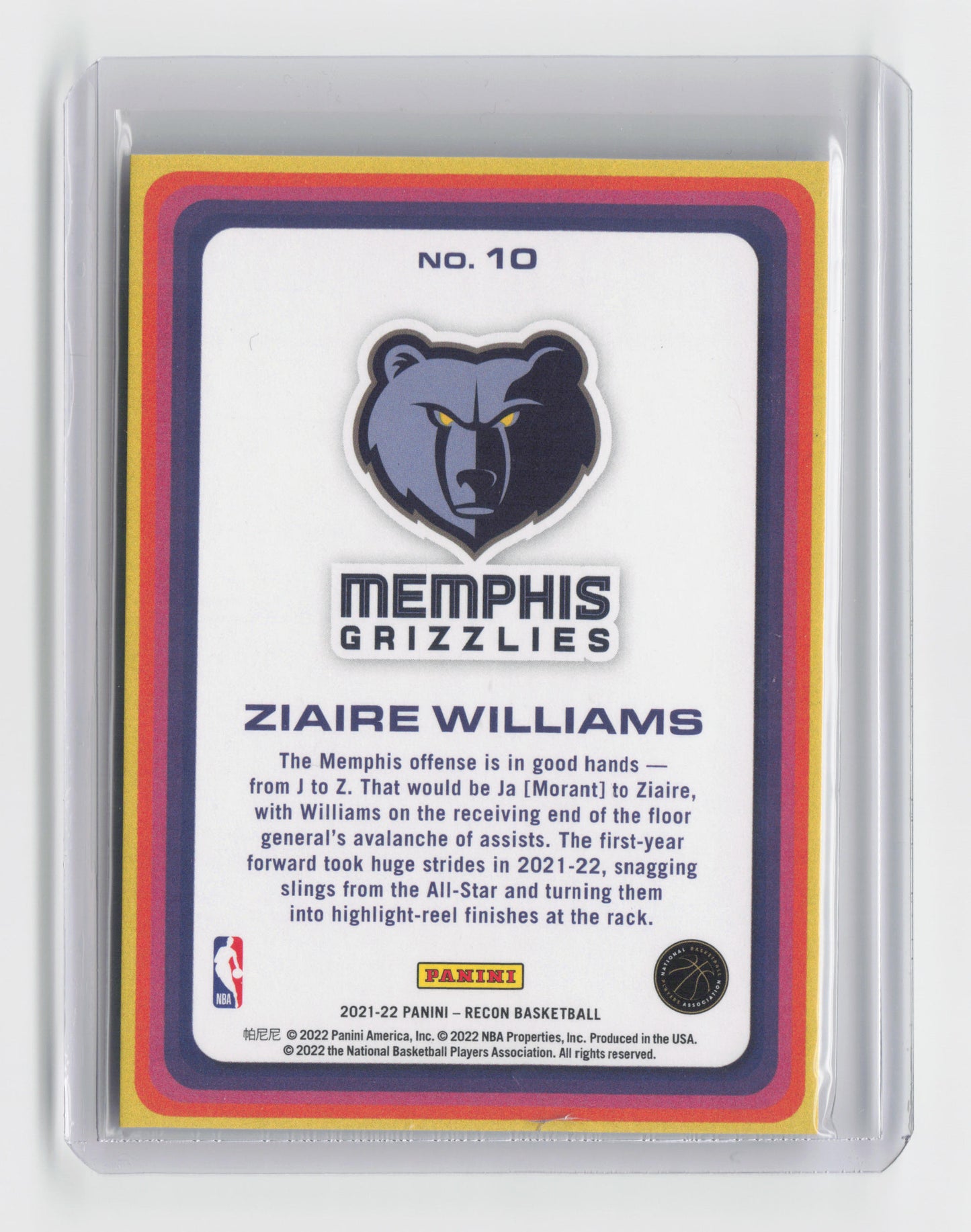 2021-22 - ZIAIRE WILLIAMS - Rookie Recon - Grizzlies - #10
