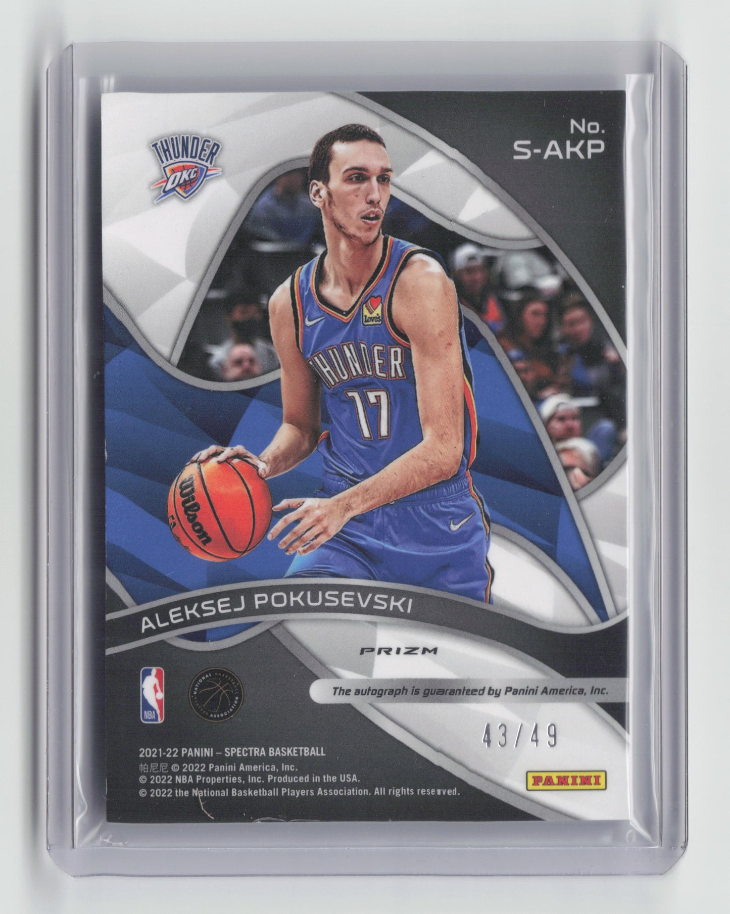2021-22 - ALEKSEJ POKUSEVSKI - Autograph 43/49 - Spectra - OKC
