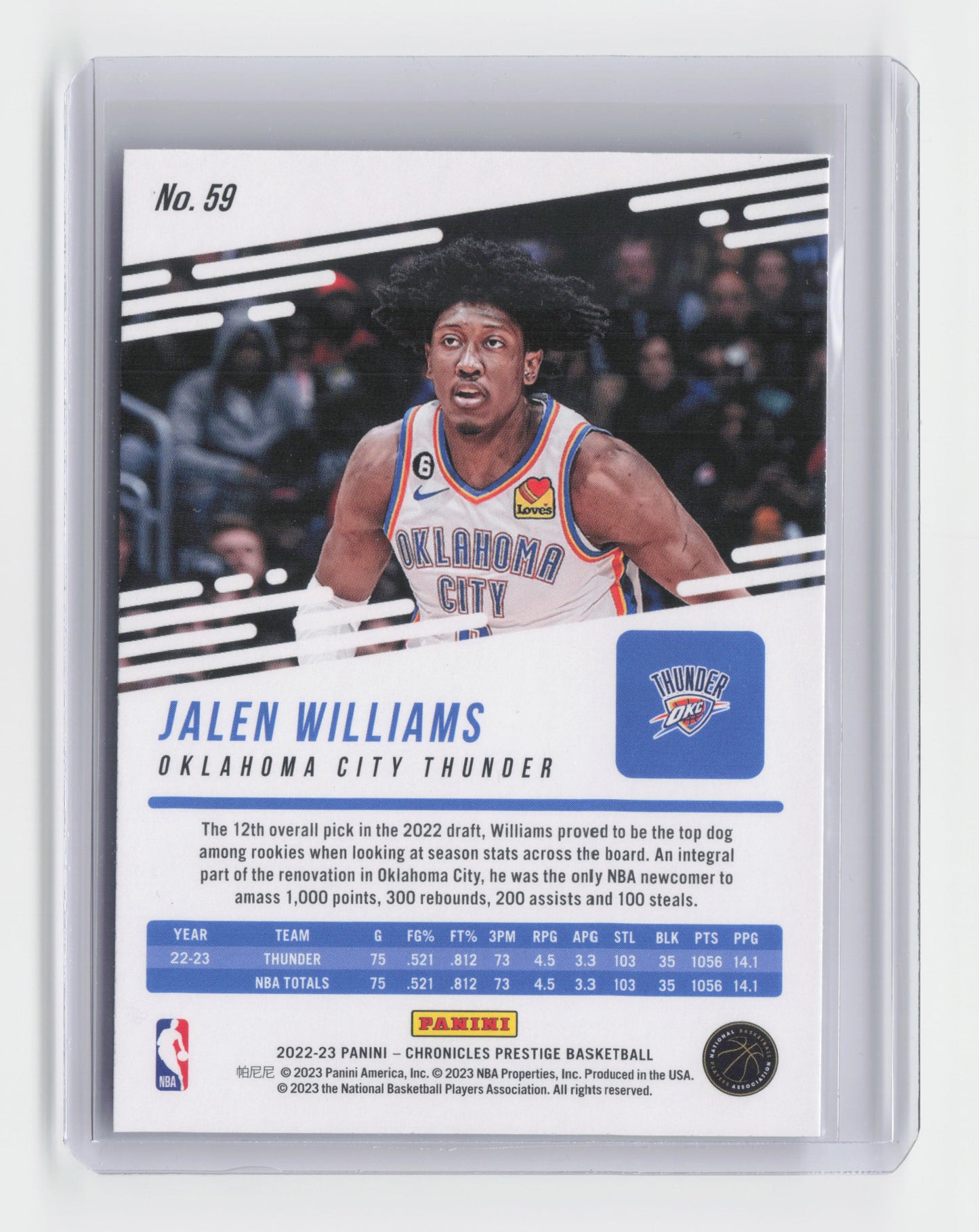 2022-23 - JALEN WILLIAMS - Prestige Rookie Base - Chronicles - OKC - #59