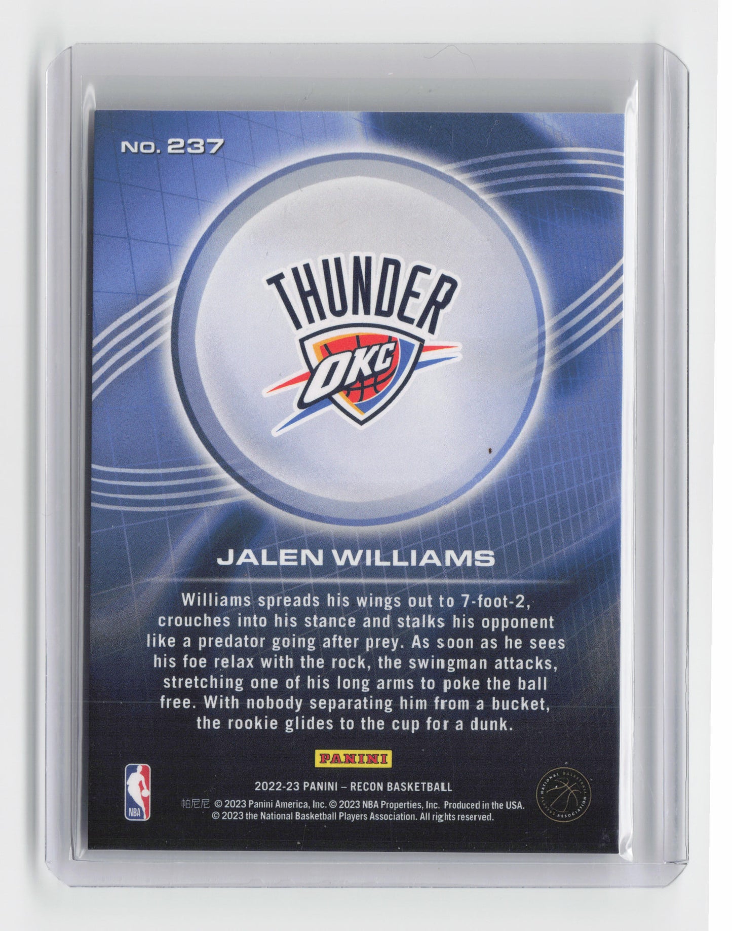 2022-23 - JALEN WILLIAMS - Rookie Base - Recon - OKC - #237