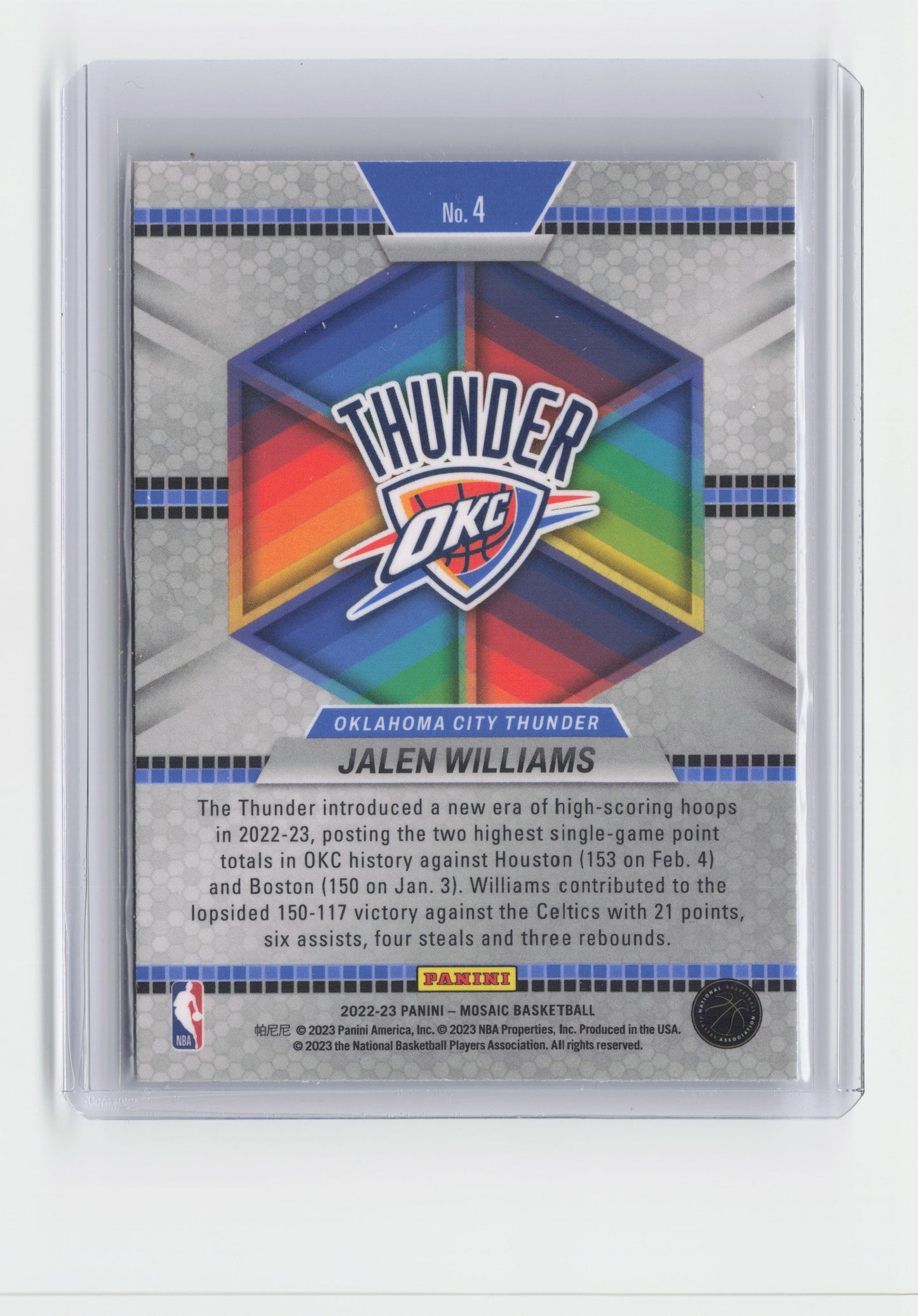 2022-23 - JALEN WILLIAMS - Introductions Insert - Mosaic - OKC - #4