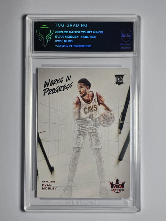 2021-22 EVAN MOBLEY Works In Progress Ruby 106/149 TCG 9.5 Court Kings