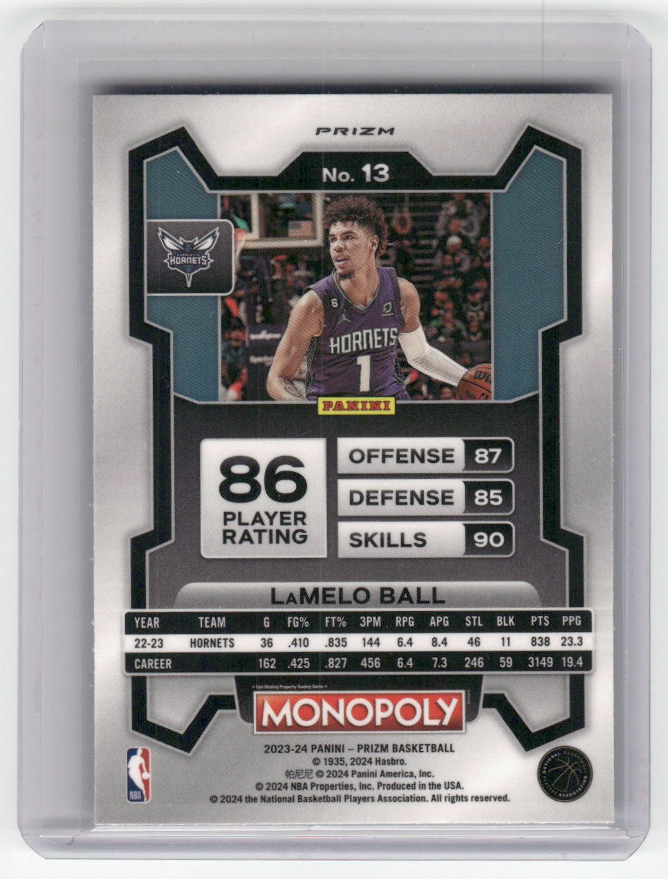 2023-24 LAMELO BALL Purple Wave Insert Monopoly Hornets #13