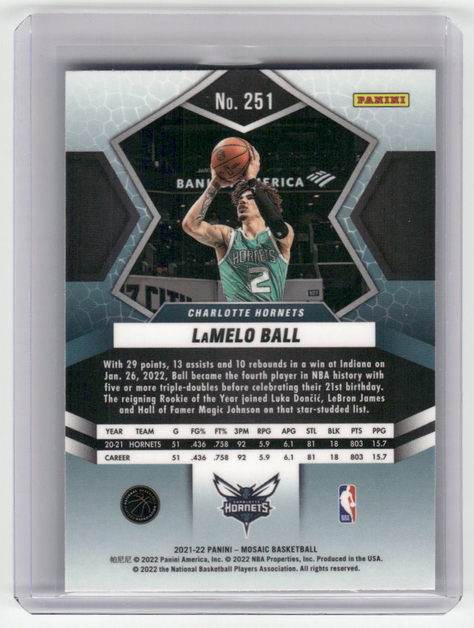 2021-22 LAMELO BALL National Pride Mosaic Hornets #251