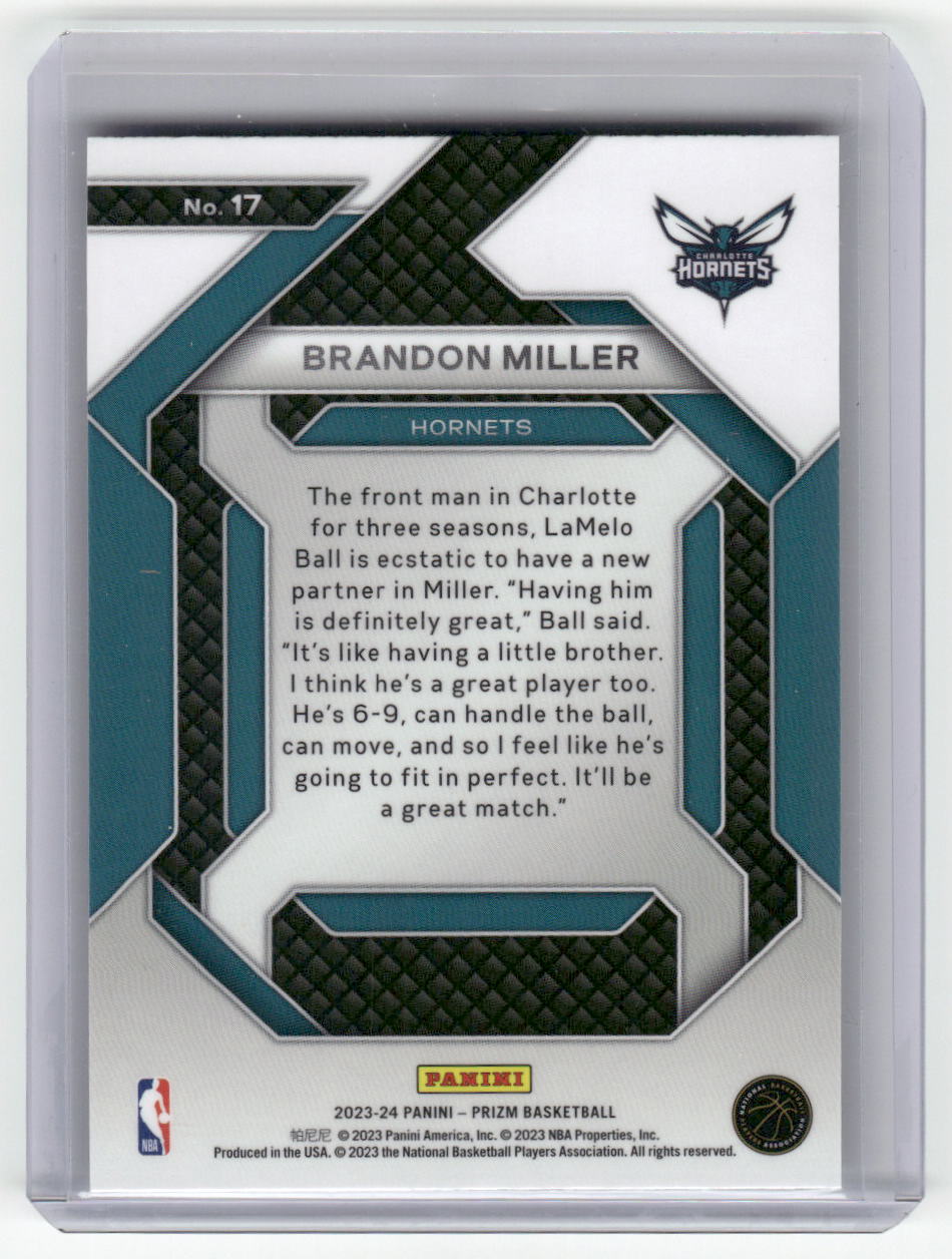 2023-24 BRANDON MILLER Emergent Prizm Hornets #17
