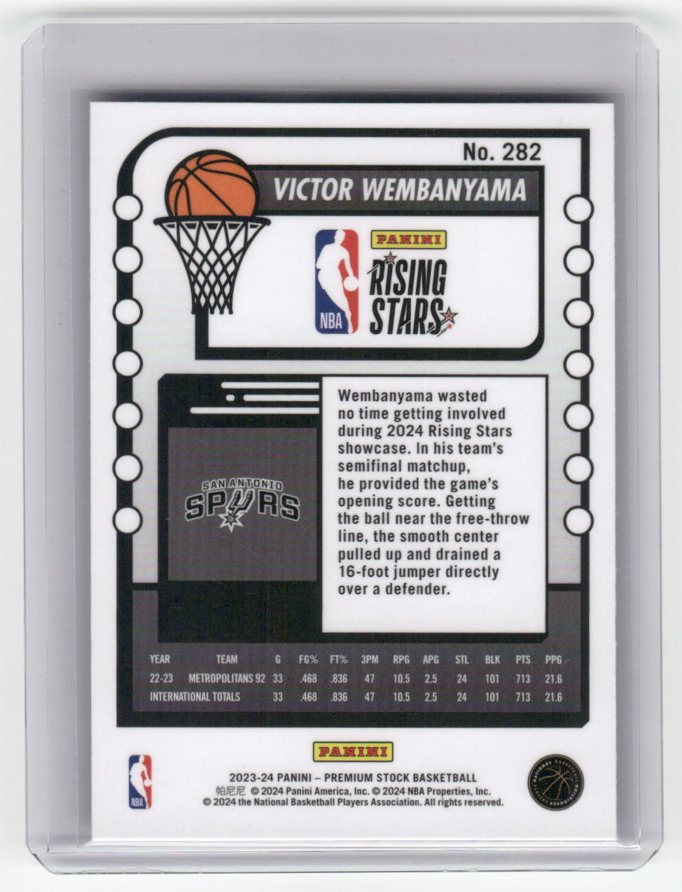 2023-24 VICTOR WEMBANYAMA Rising Stars Hoops Spurs #282