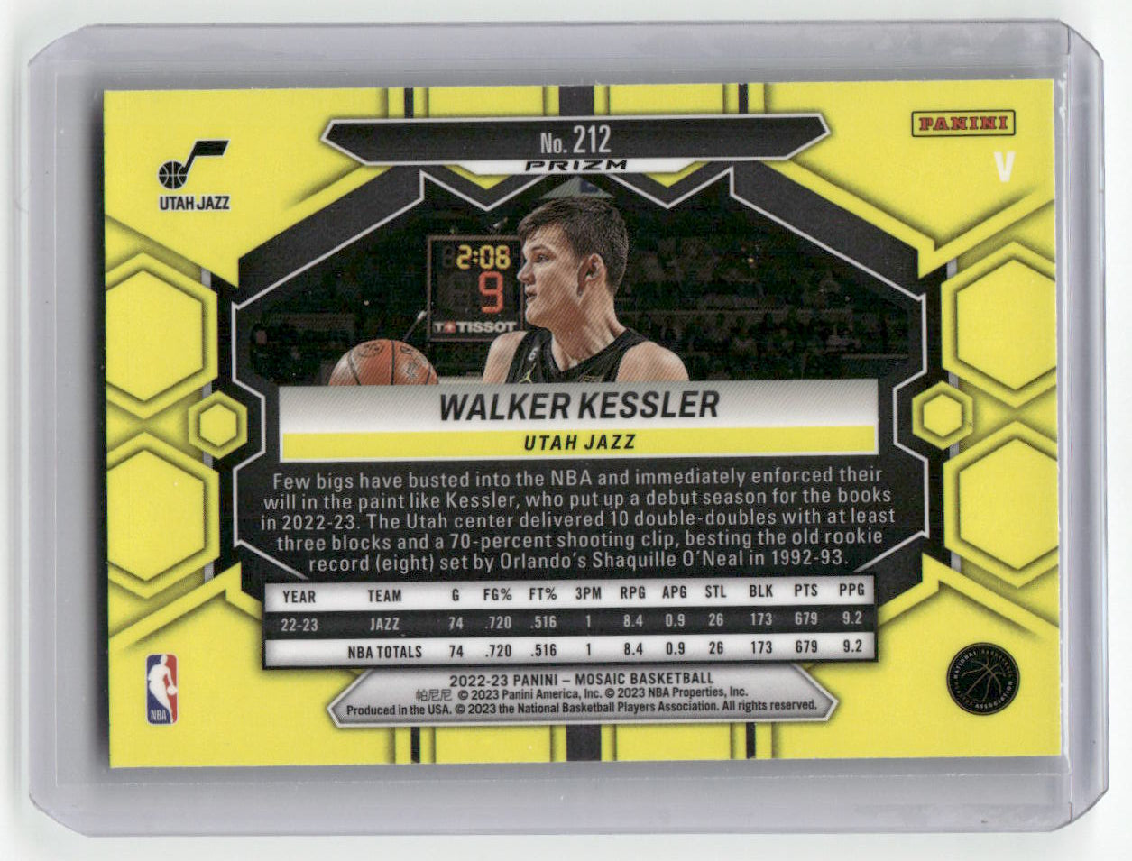2022-23 WALKER KESSLER Rookie Variation Mosaic fast break Jazz #212